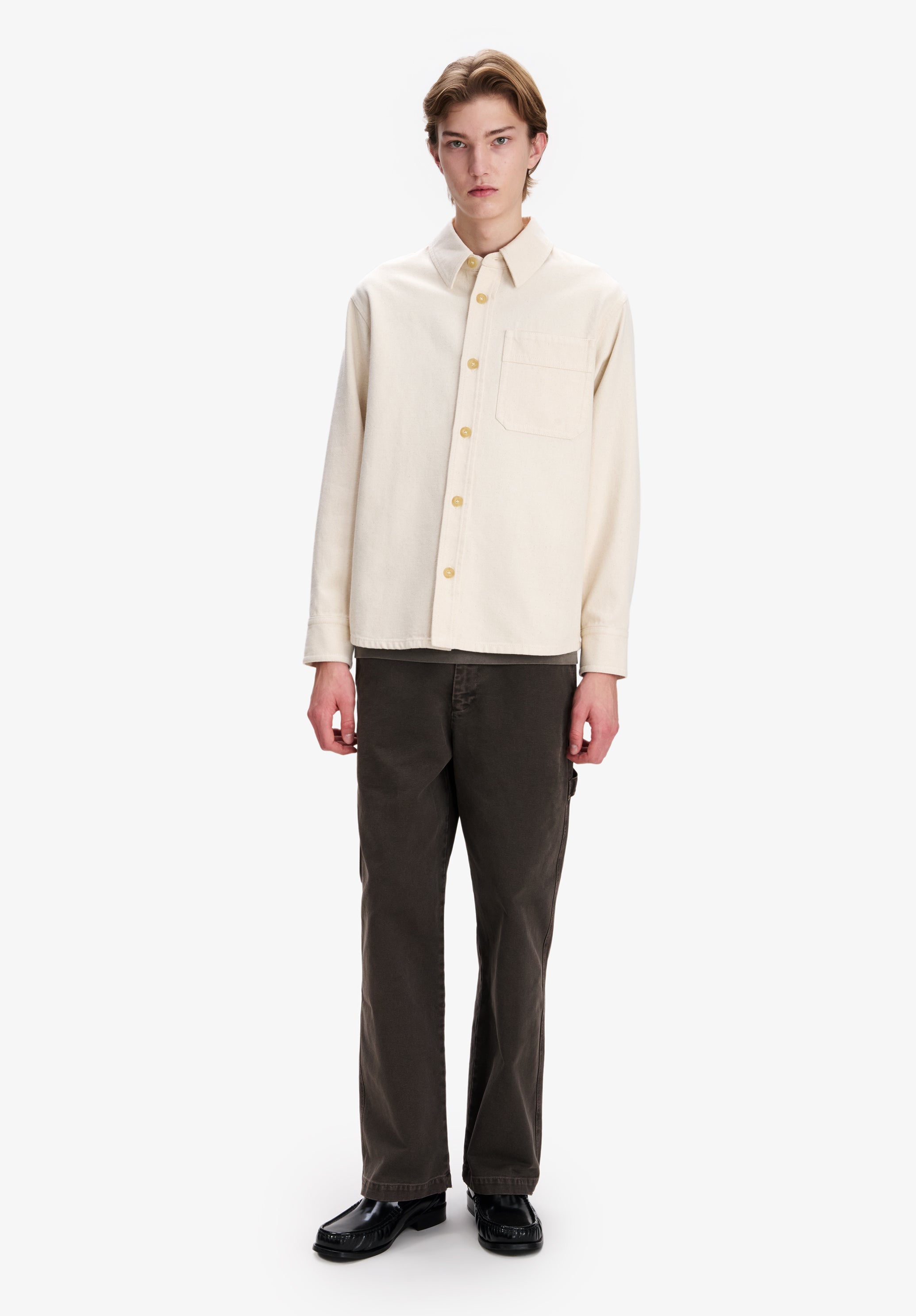 Loose off-white denim overshirt - 3