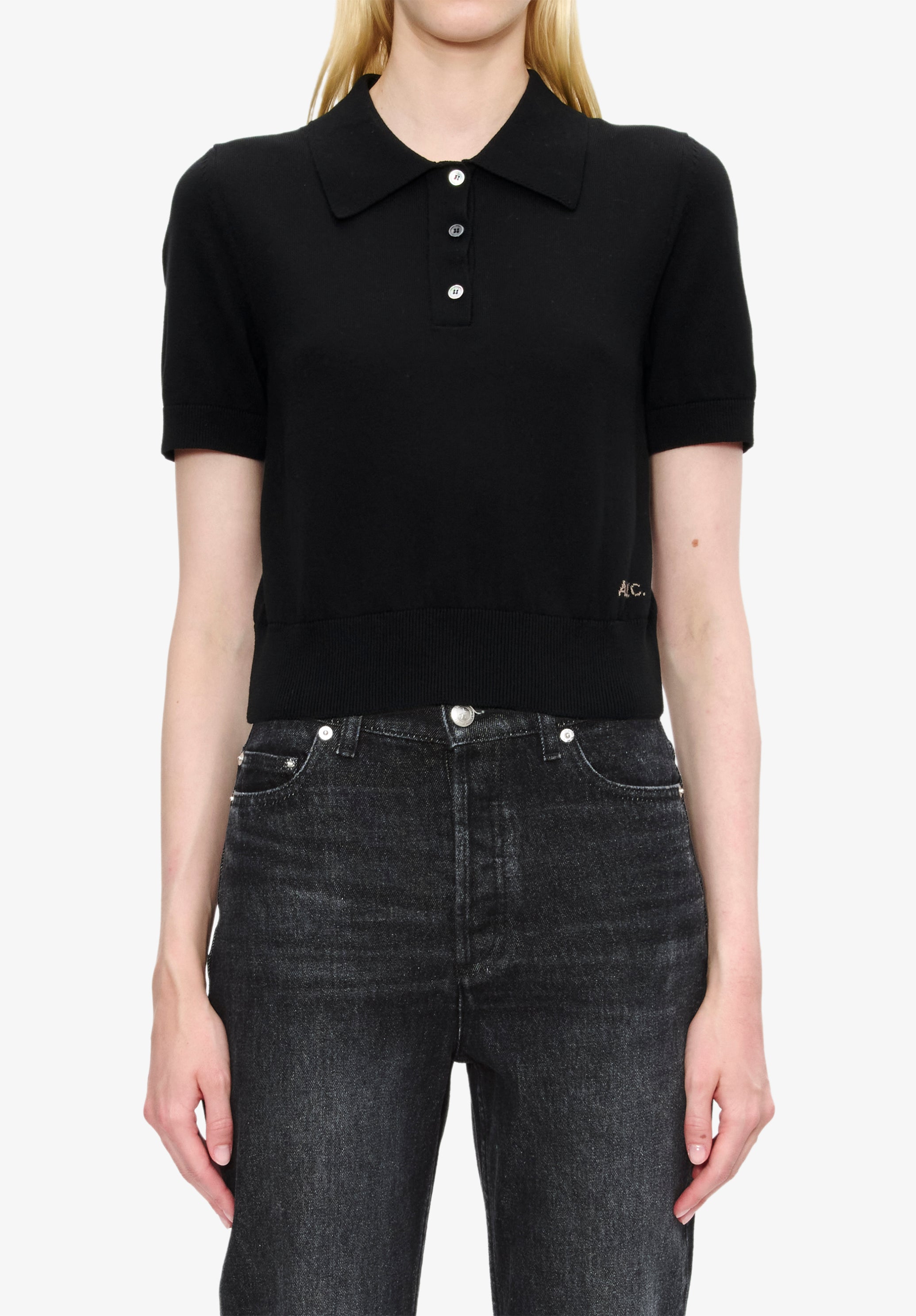 Solid-colour polo shirt in cotton crepe - 4