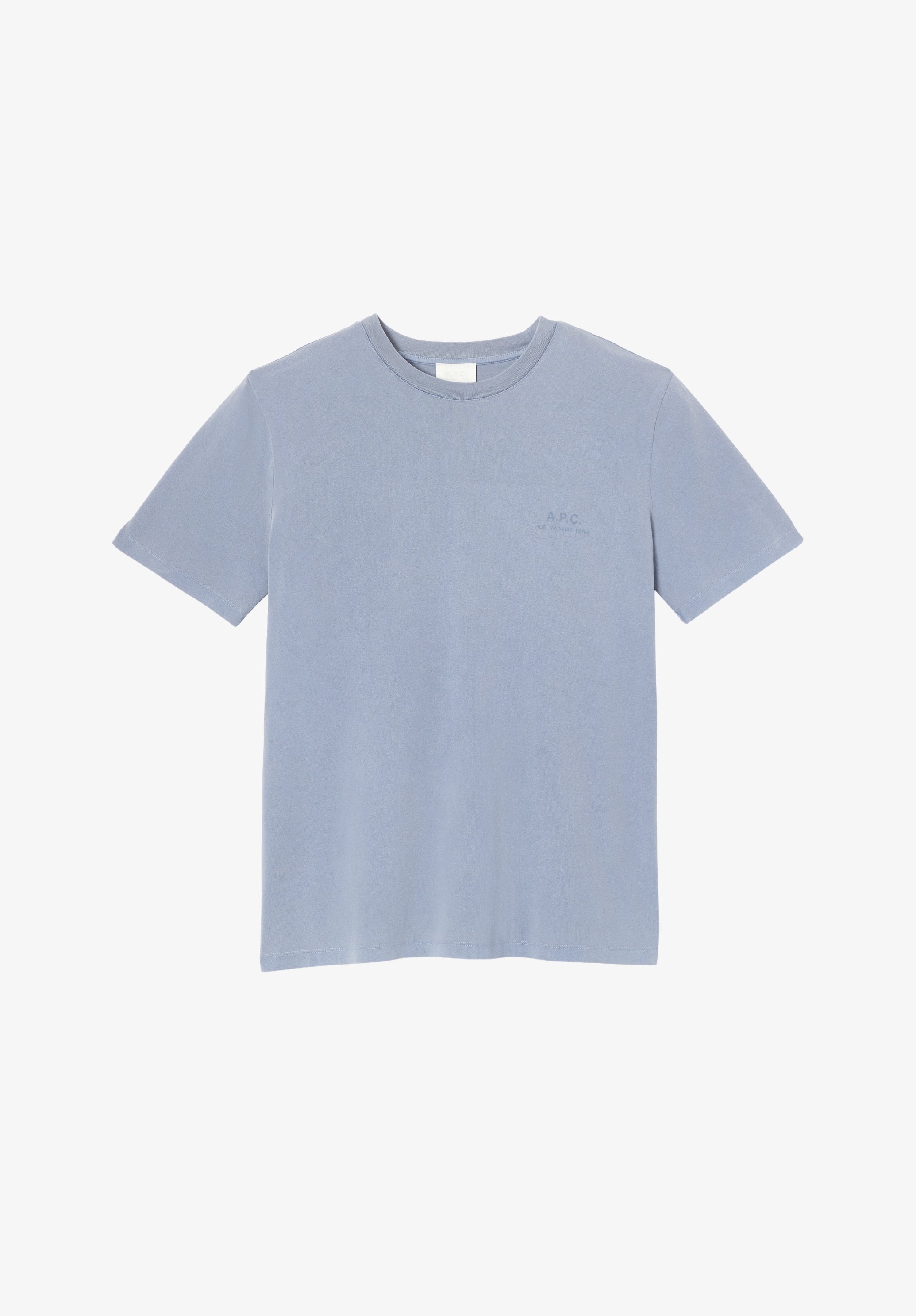Grey-blue T-shirt with A.P.C. Rue Madame logo - 0