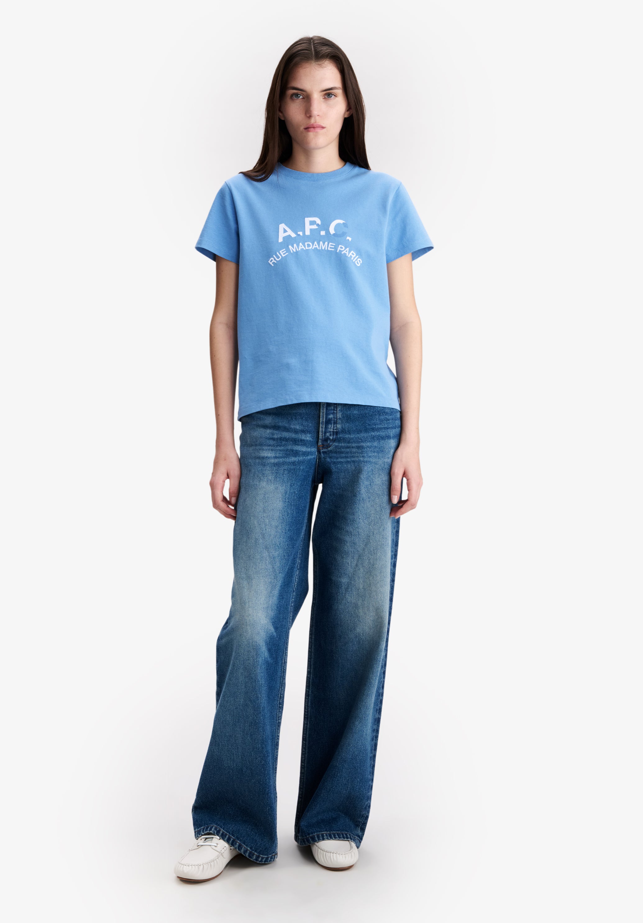Light blue t-shirt with vintage-effect A.P.C. logo - 1