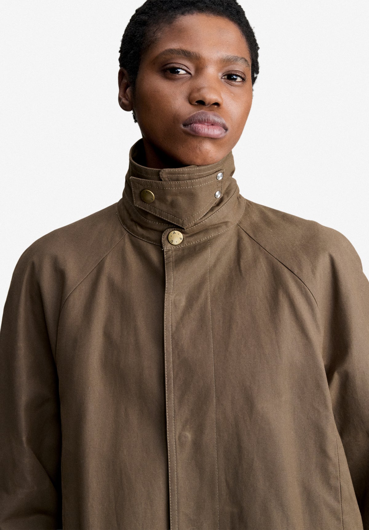 Loose-fit khaki mac in water-repellent waxed cotton - 5