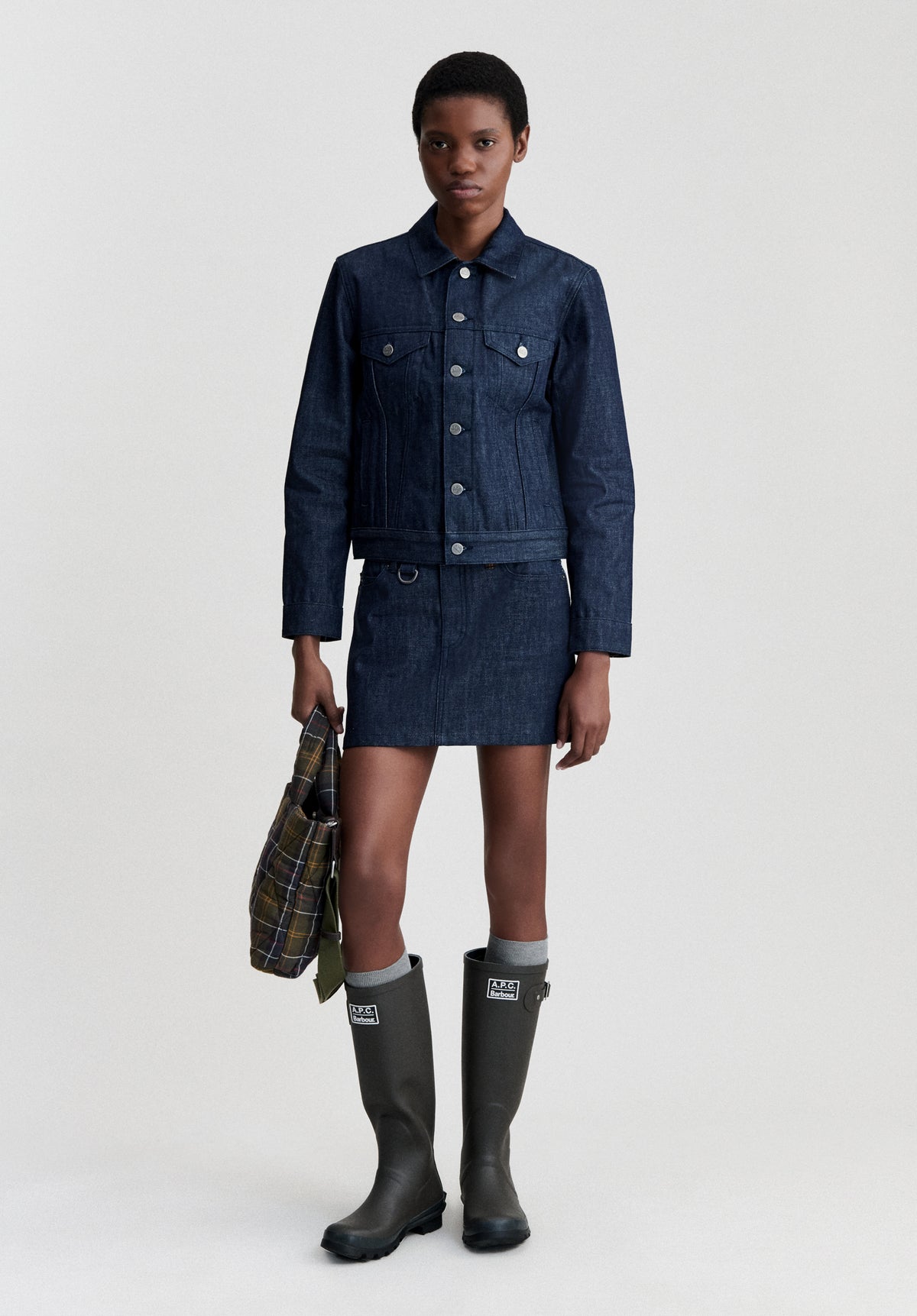 Denim mini-skirt A.P.C X Barbour - 1