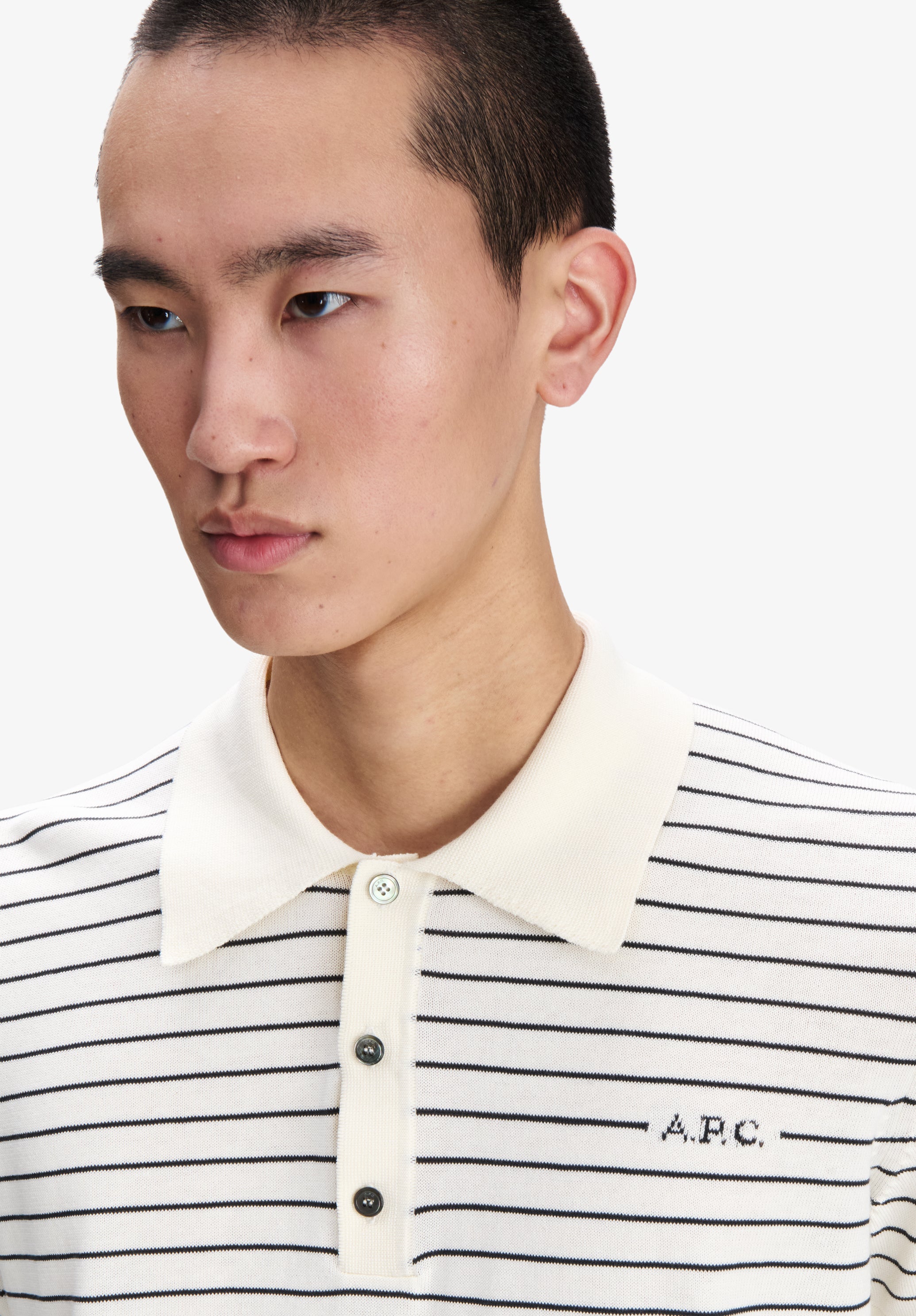 Fitted striped ecru polo - 3