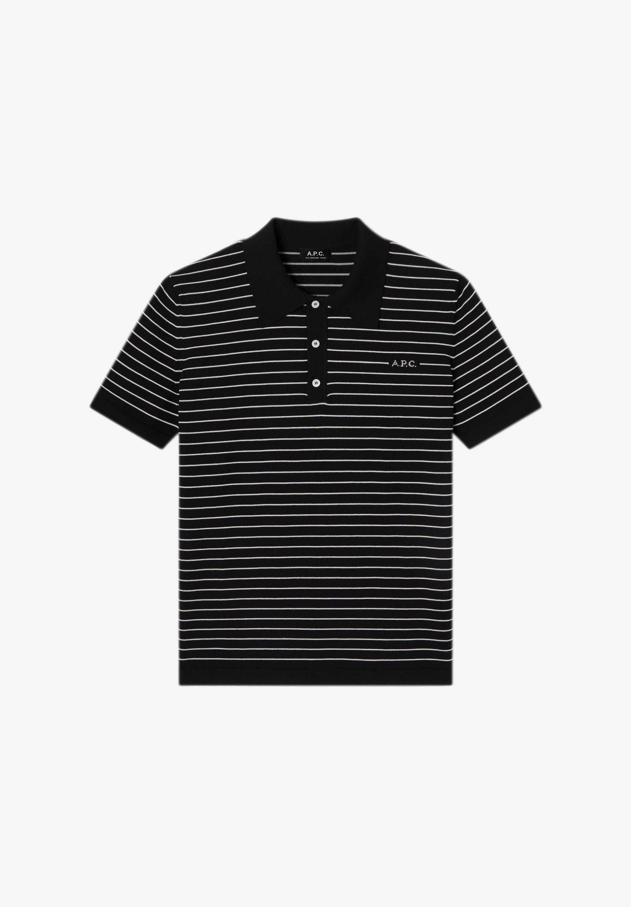 Fitted striped black polo - 0