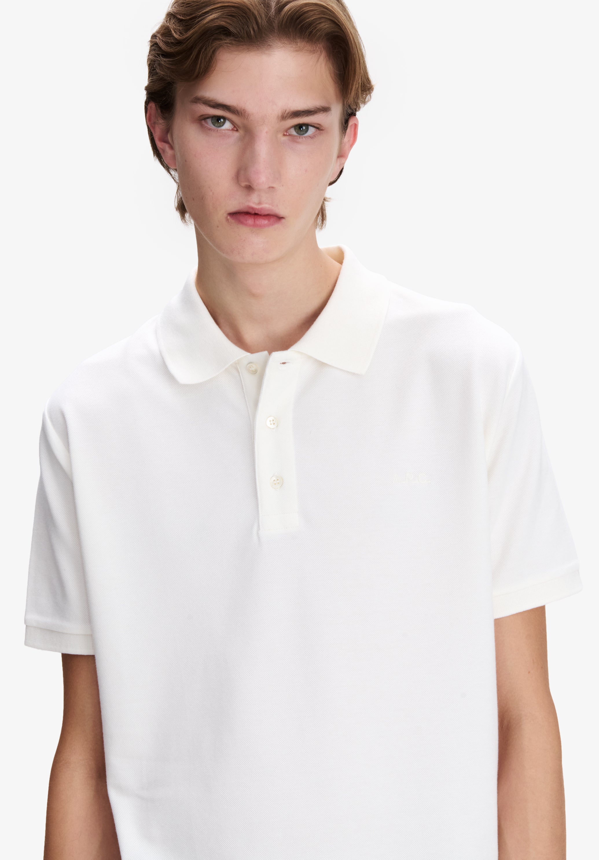 White cotton piqué polo - 3