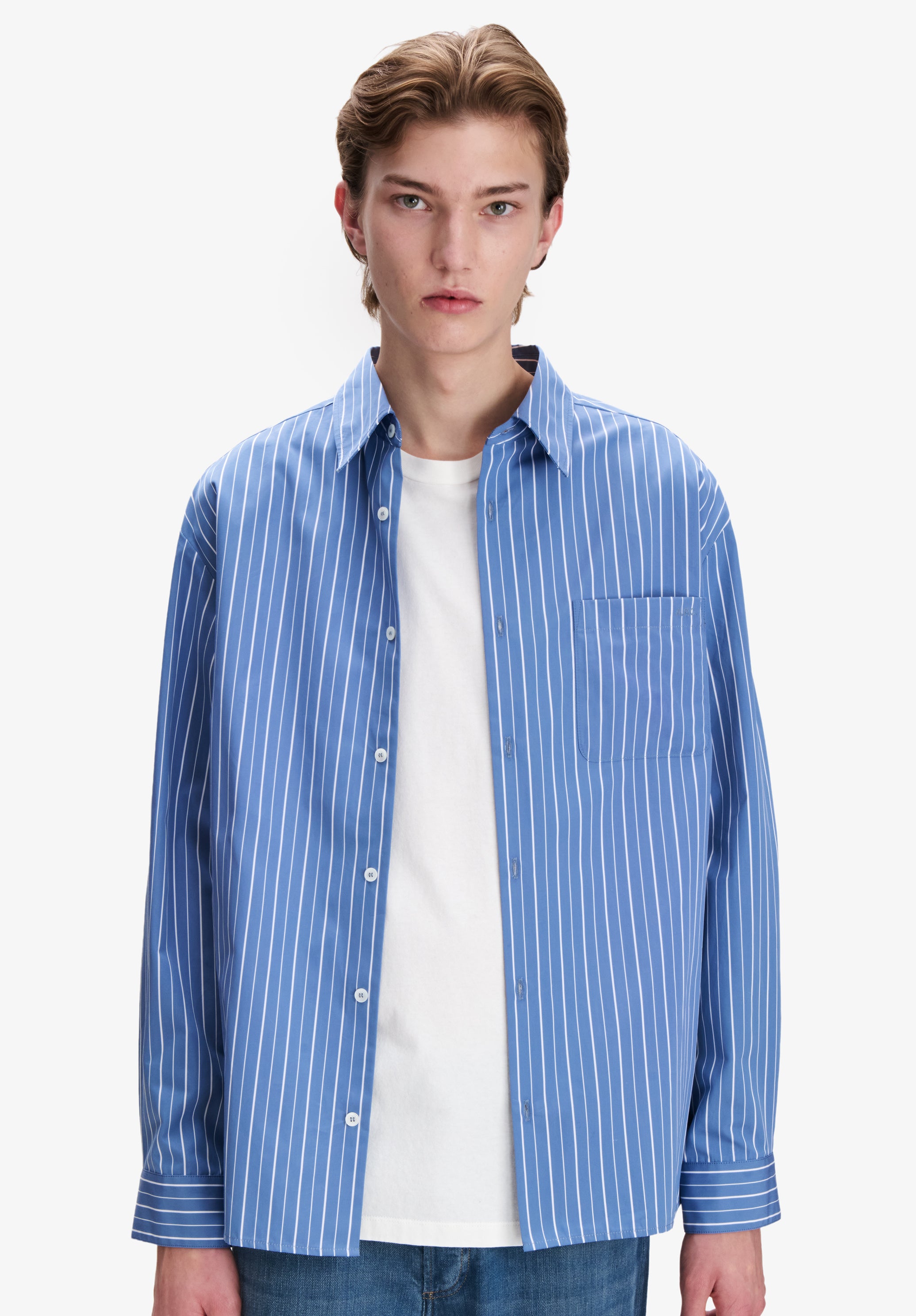 Blue shirt with white stripes - 3
