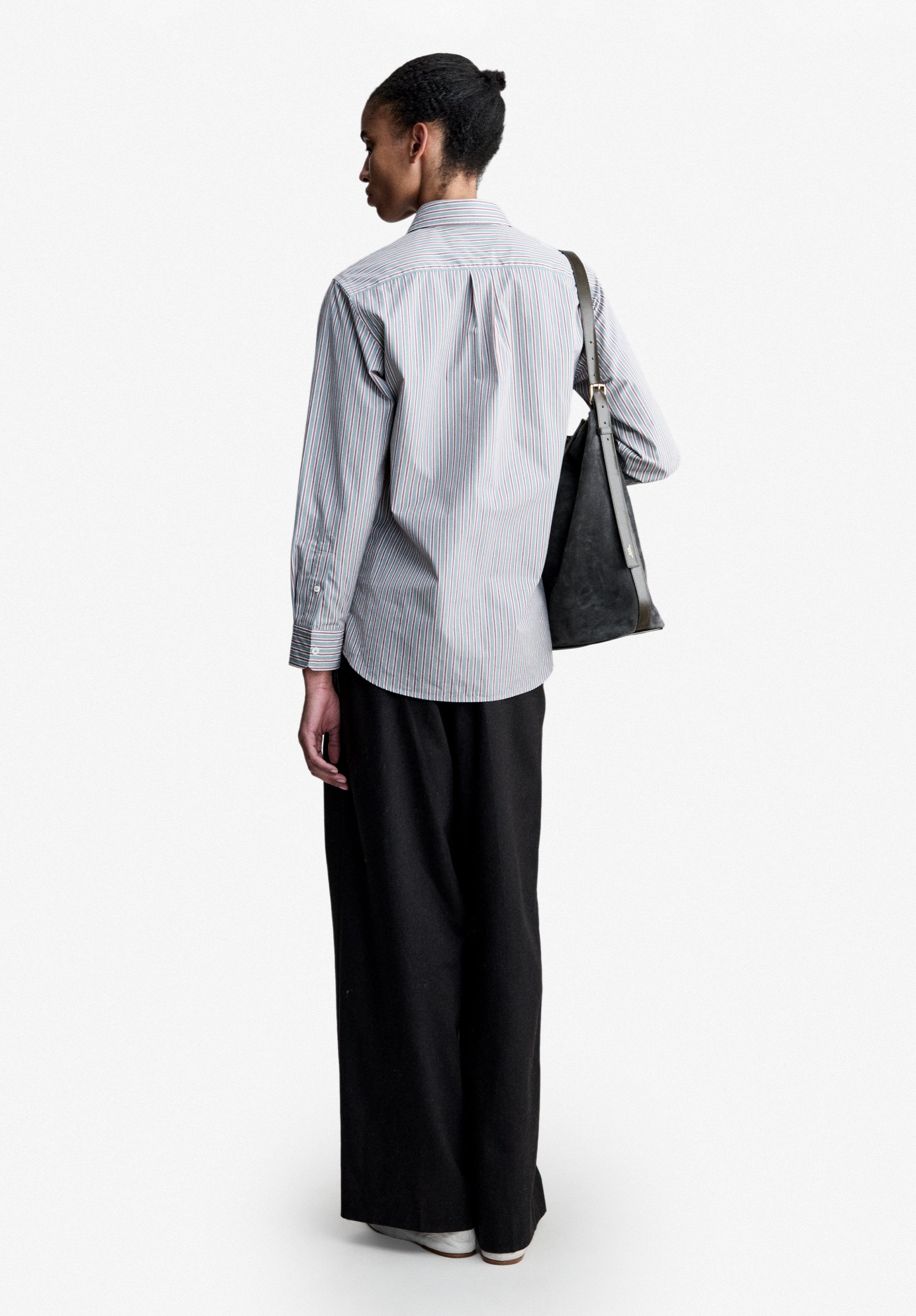 Blue striped shirt in cotton poplin - 2