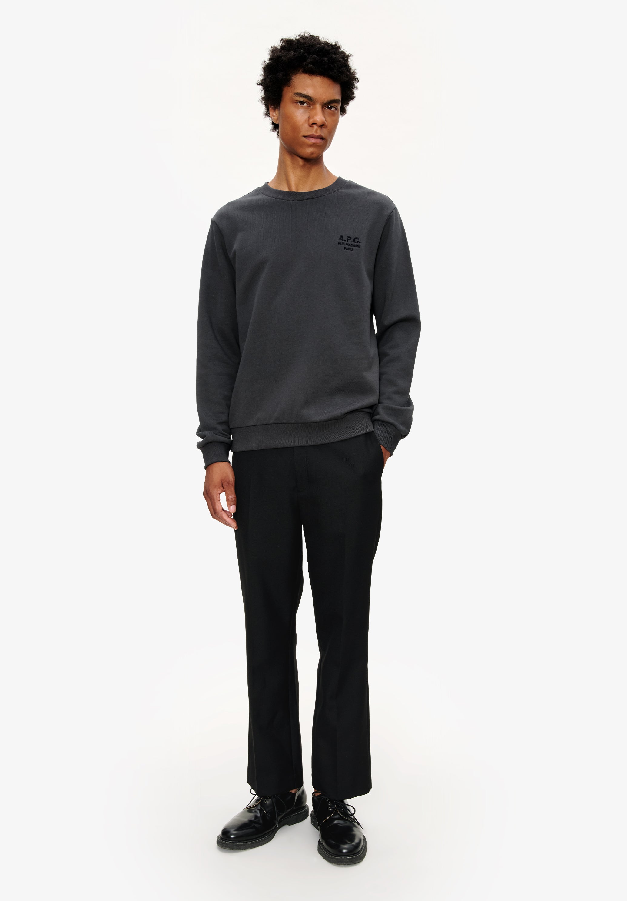 Straight, wide-leg trousers with permanent crease - 1