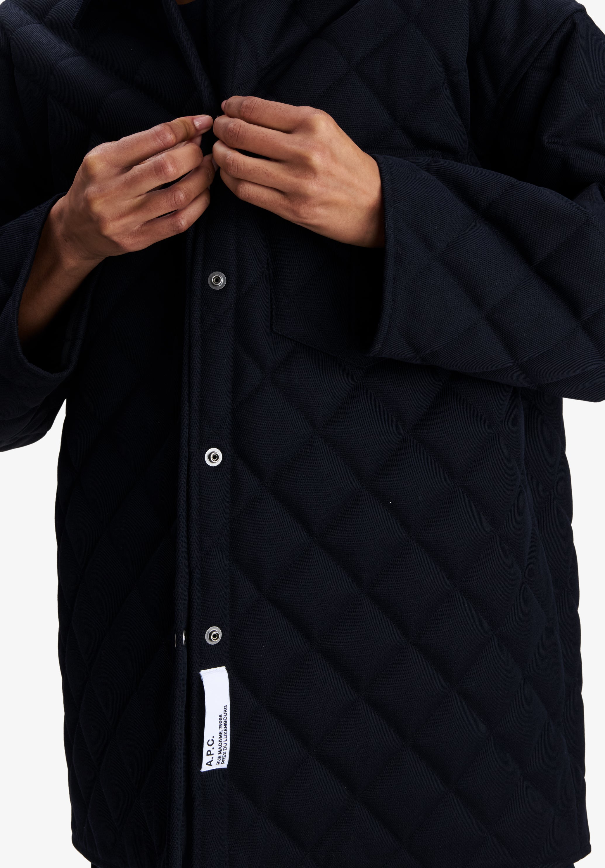 Navy blue quilted wool jacket - 6