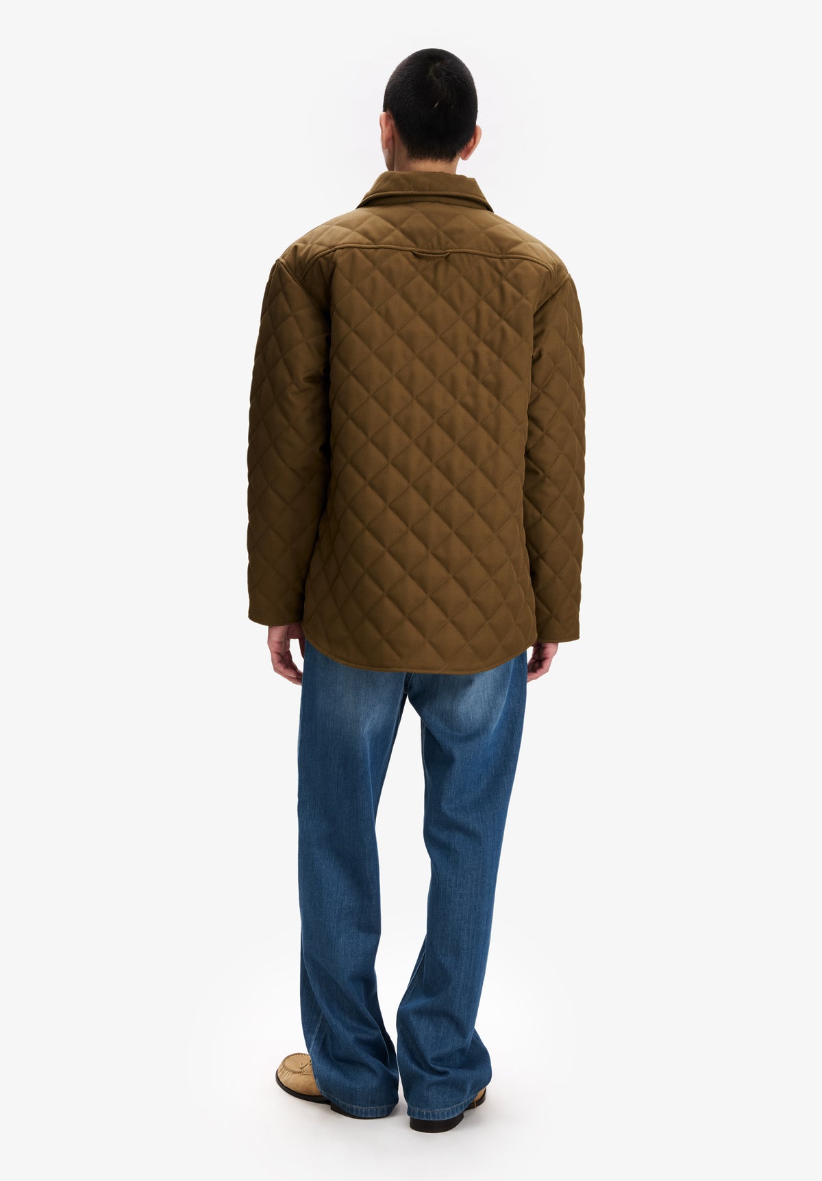 Gesteppte khakifarbene Wolljacke