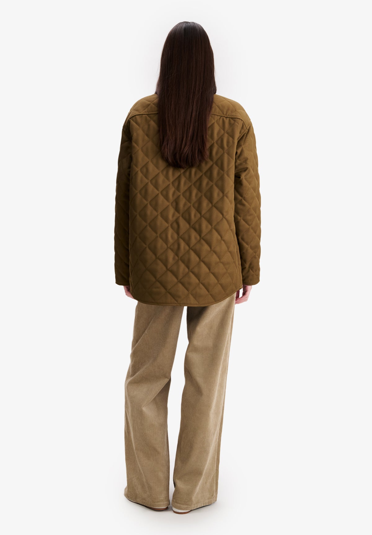 Gesteppte khakifarbene Wolljacke