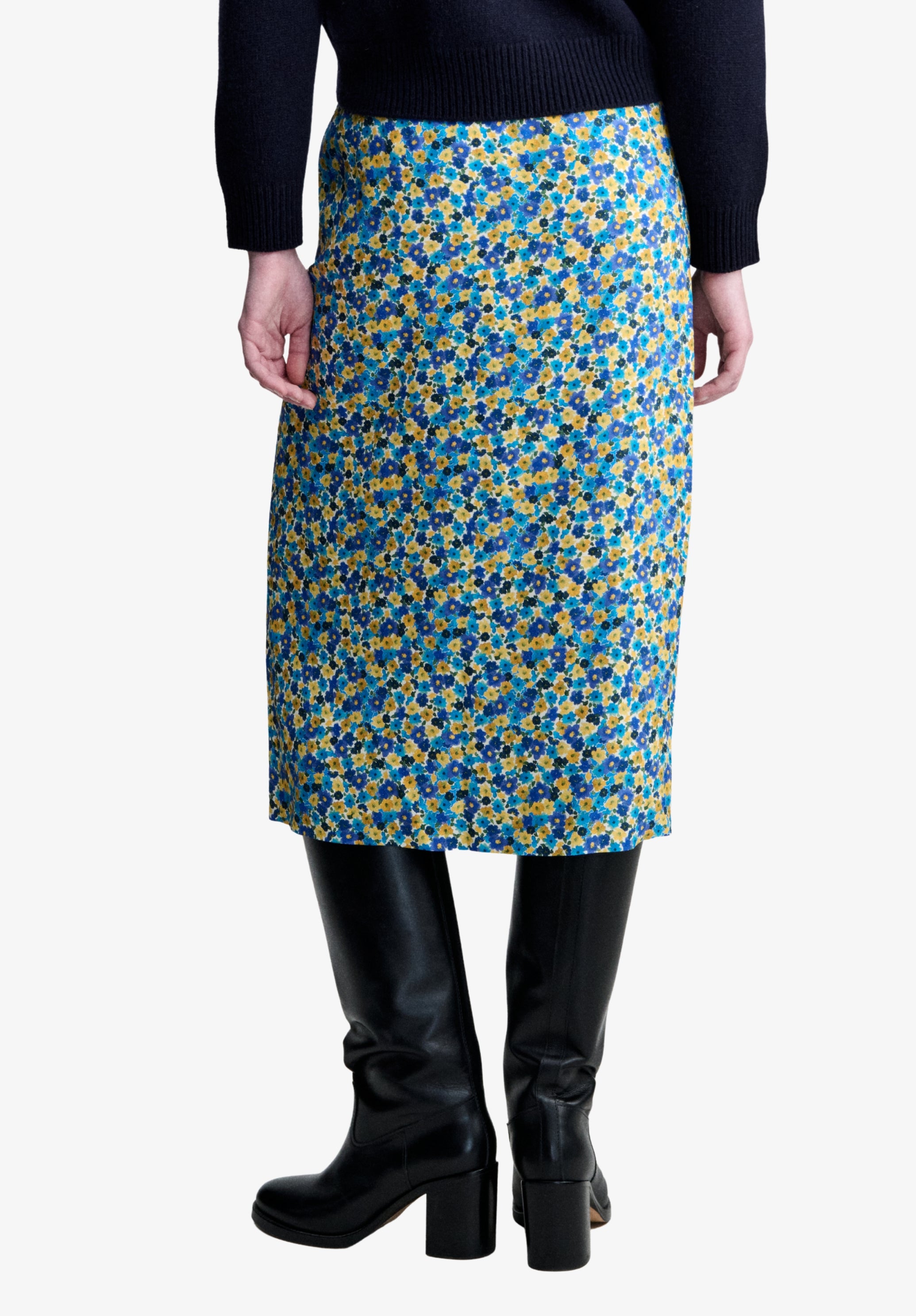 Jupe longue en viscose à motifs fleuris