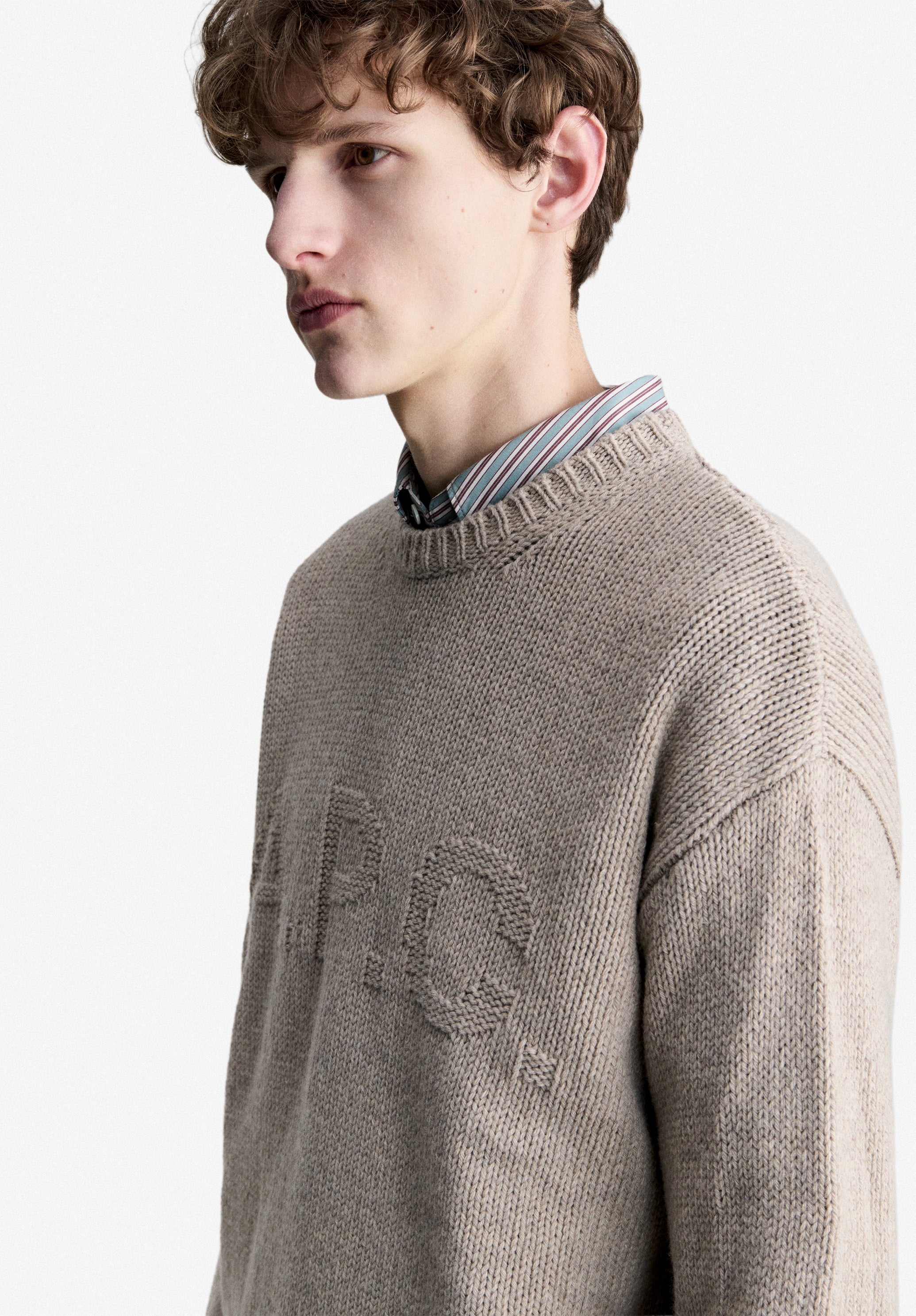 Taupe sweater with tone-on-tone A.P.C. logo - 4