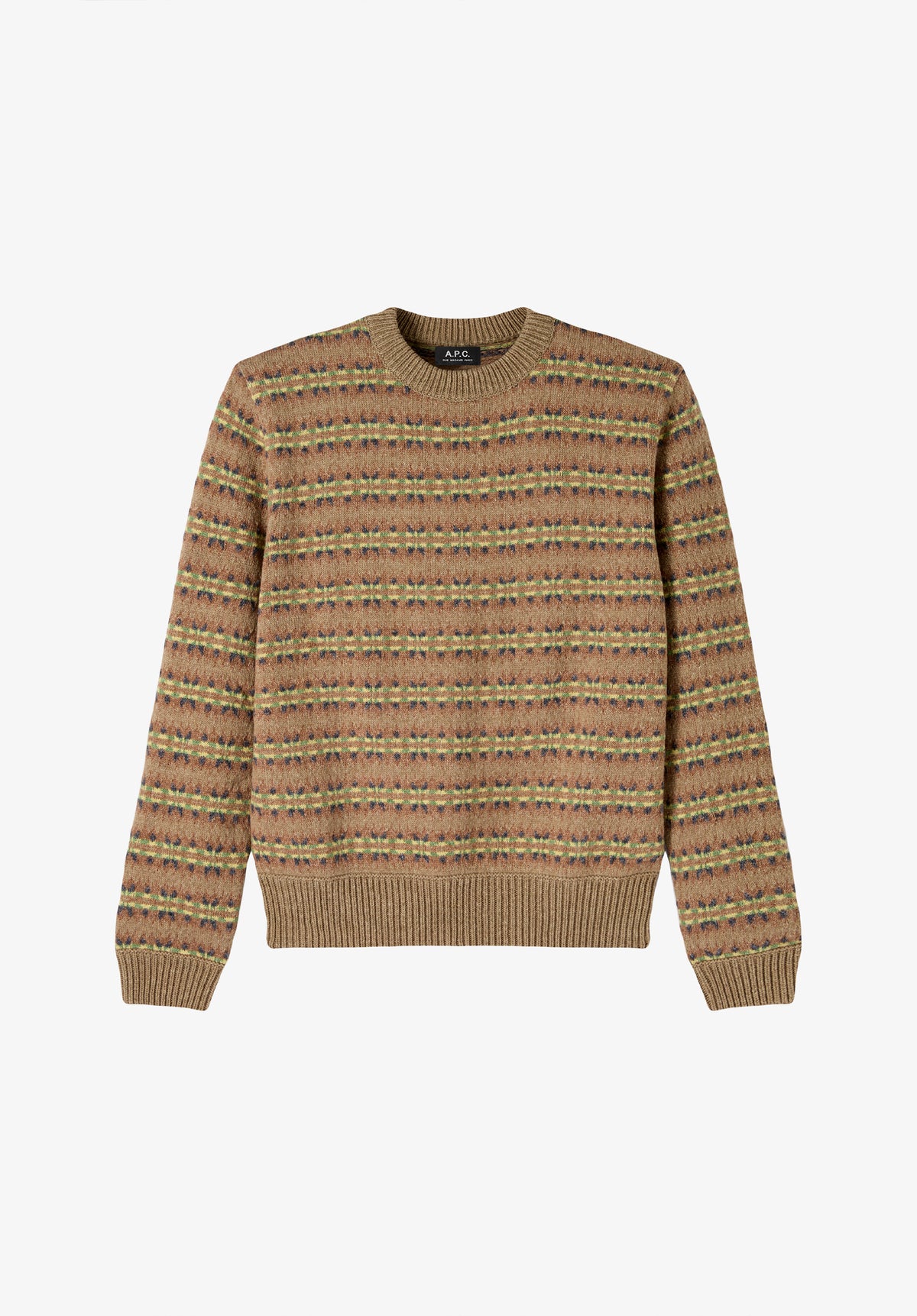 Patterned beige sweater.