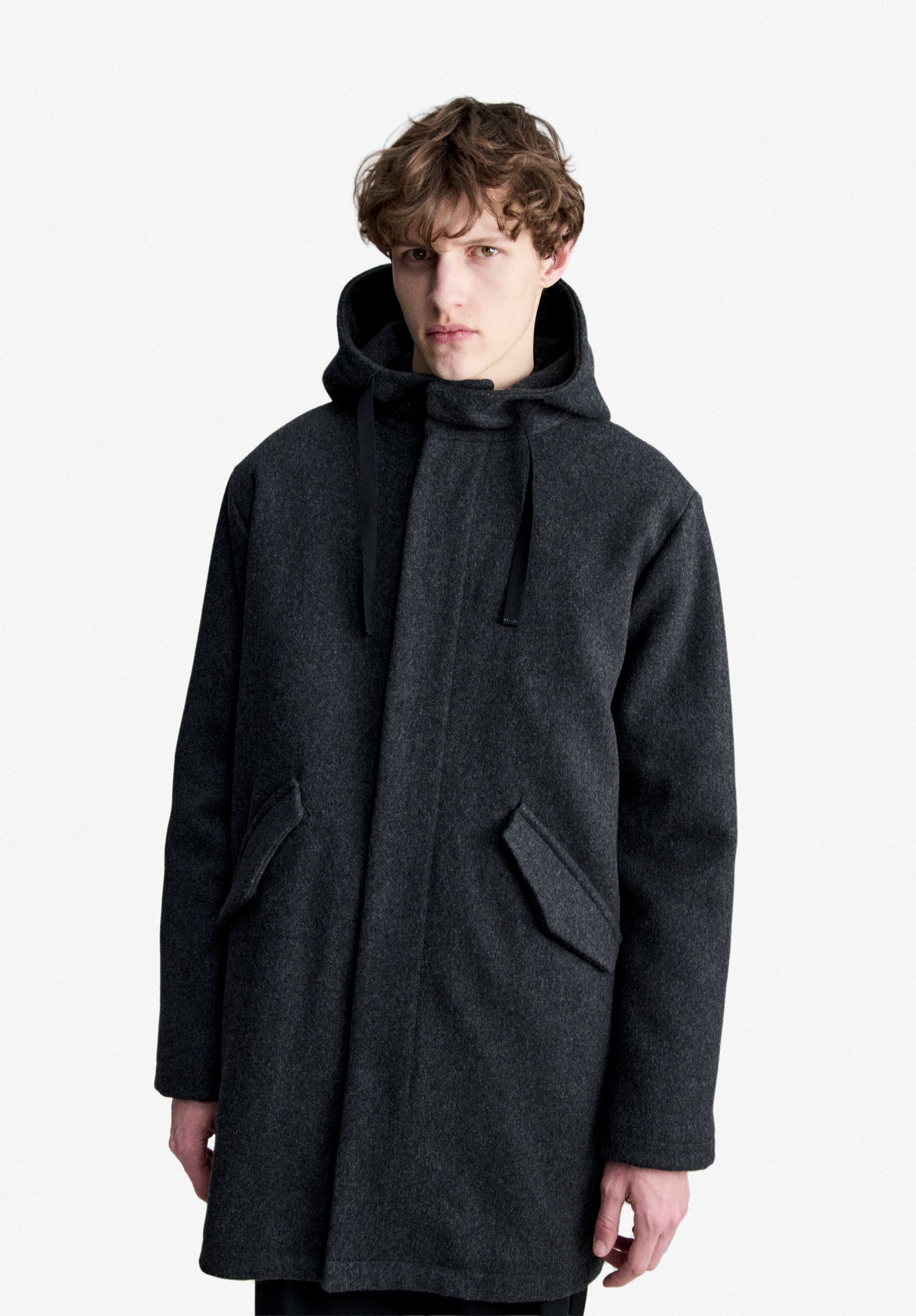 Charcoal grey wool parka - 3