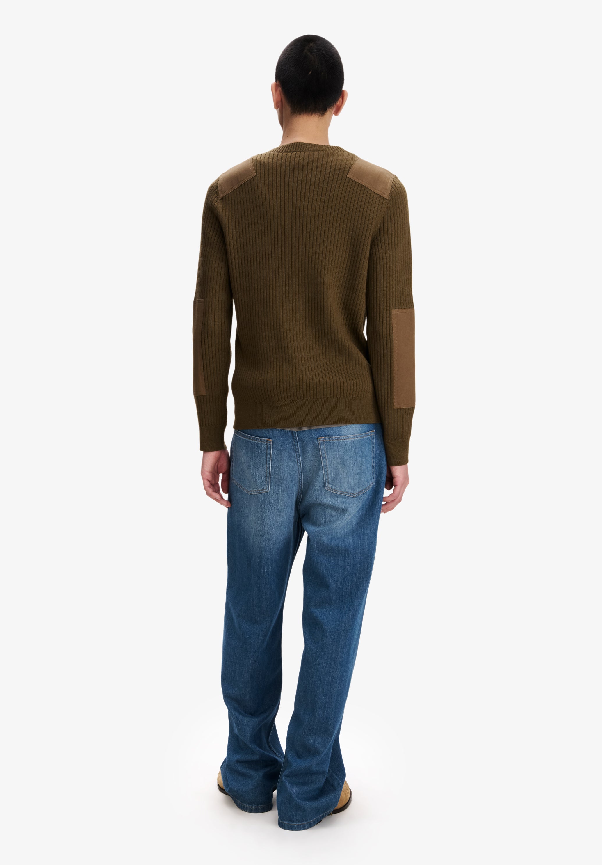 Olive green merino wool military sweater - 2