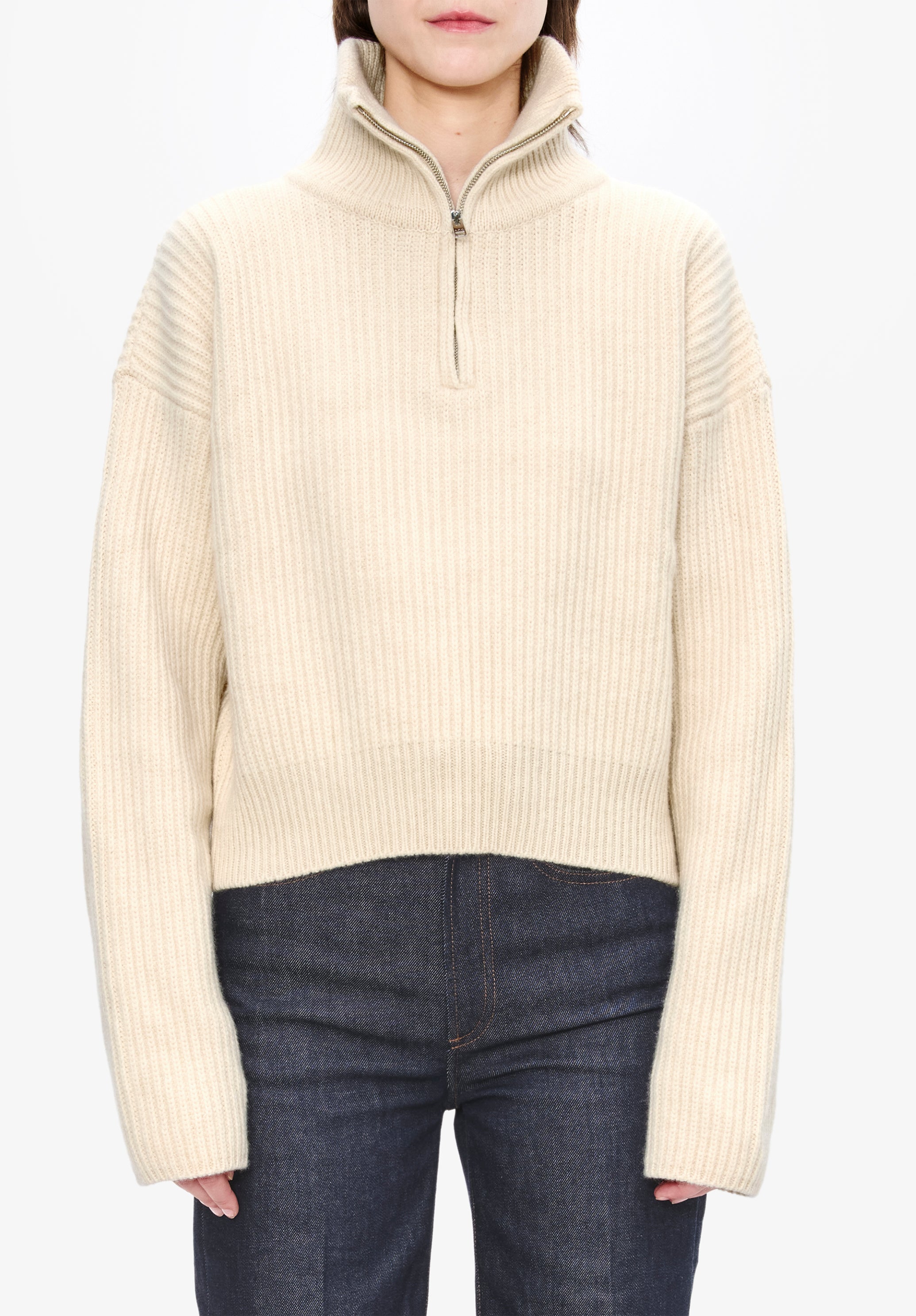 Wide-rib jumper with trucker collar - 4