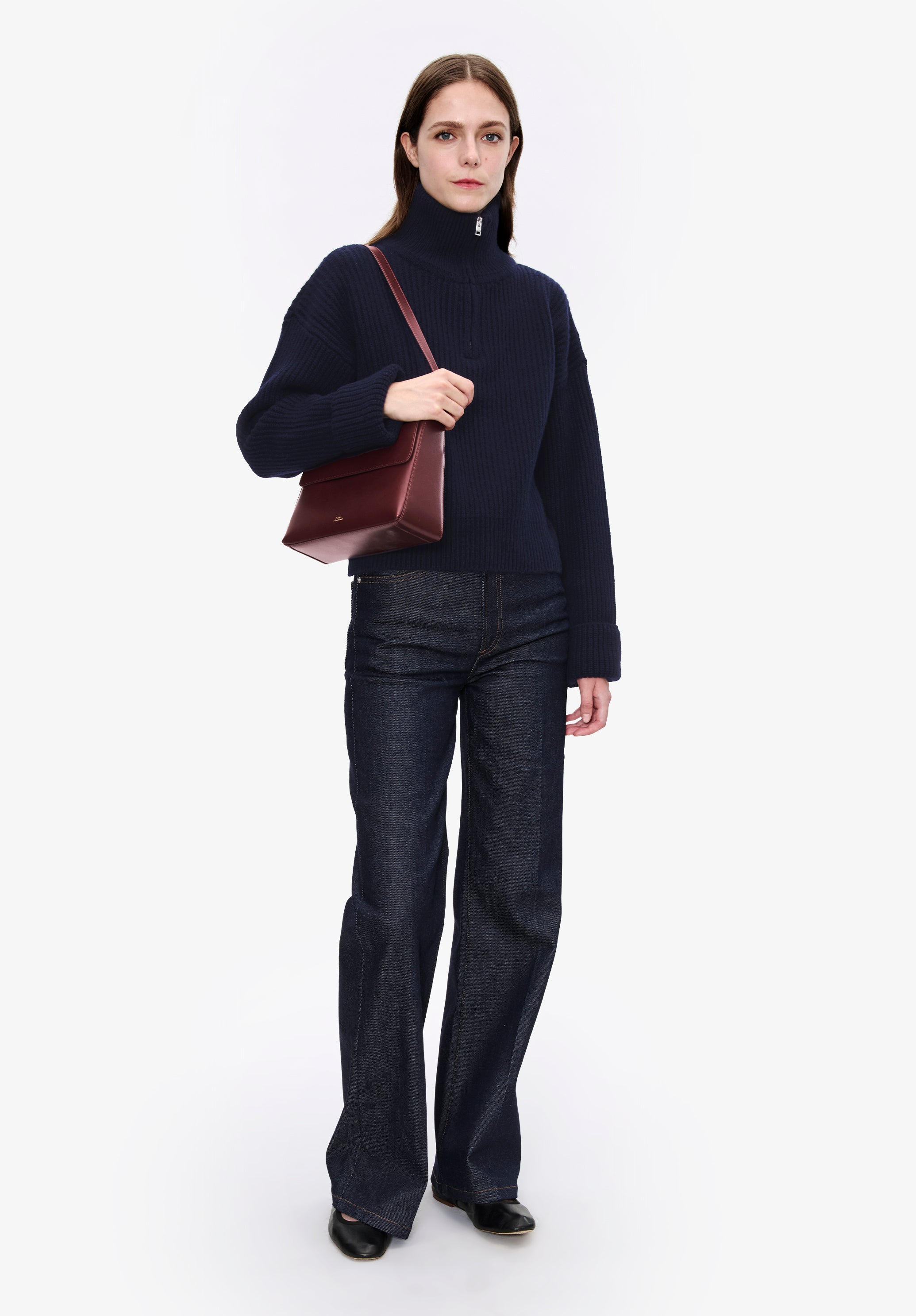 Wide-rib jumper with trucker collar - 1