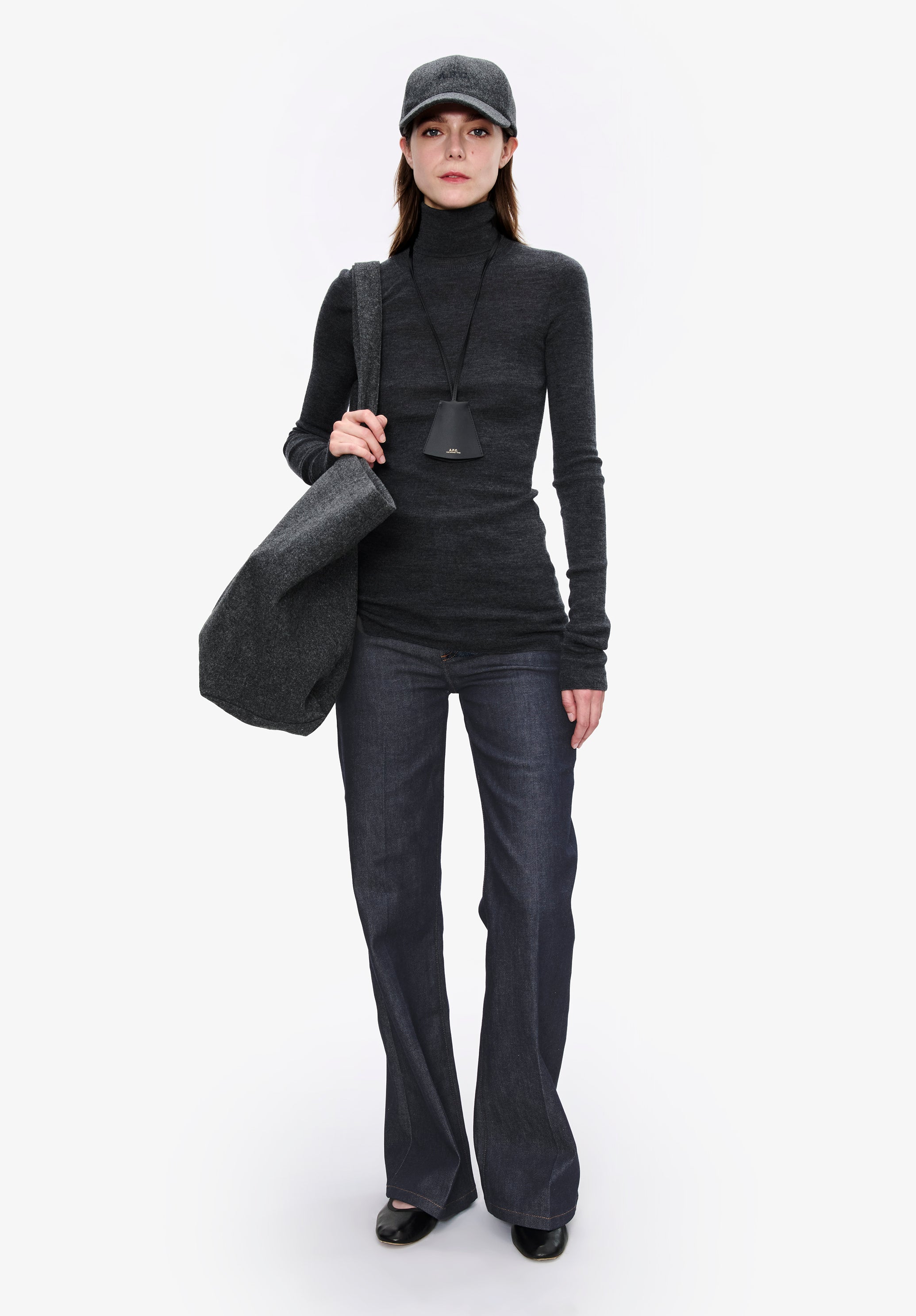 Narrow-rib polo neck jumper - 1