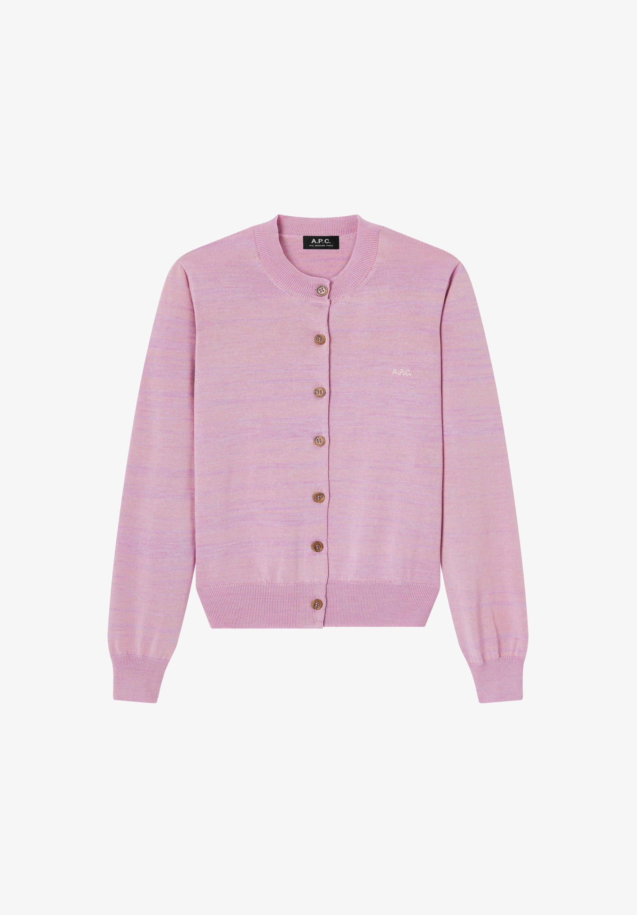 Fitted heather pink wool cardigan - 0