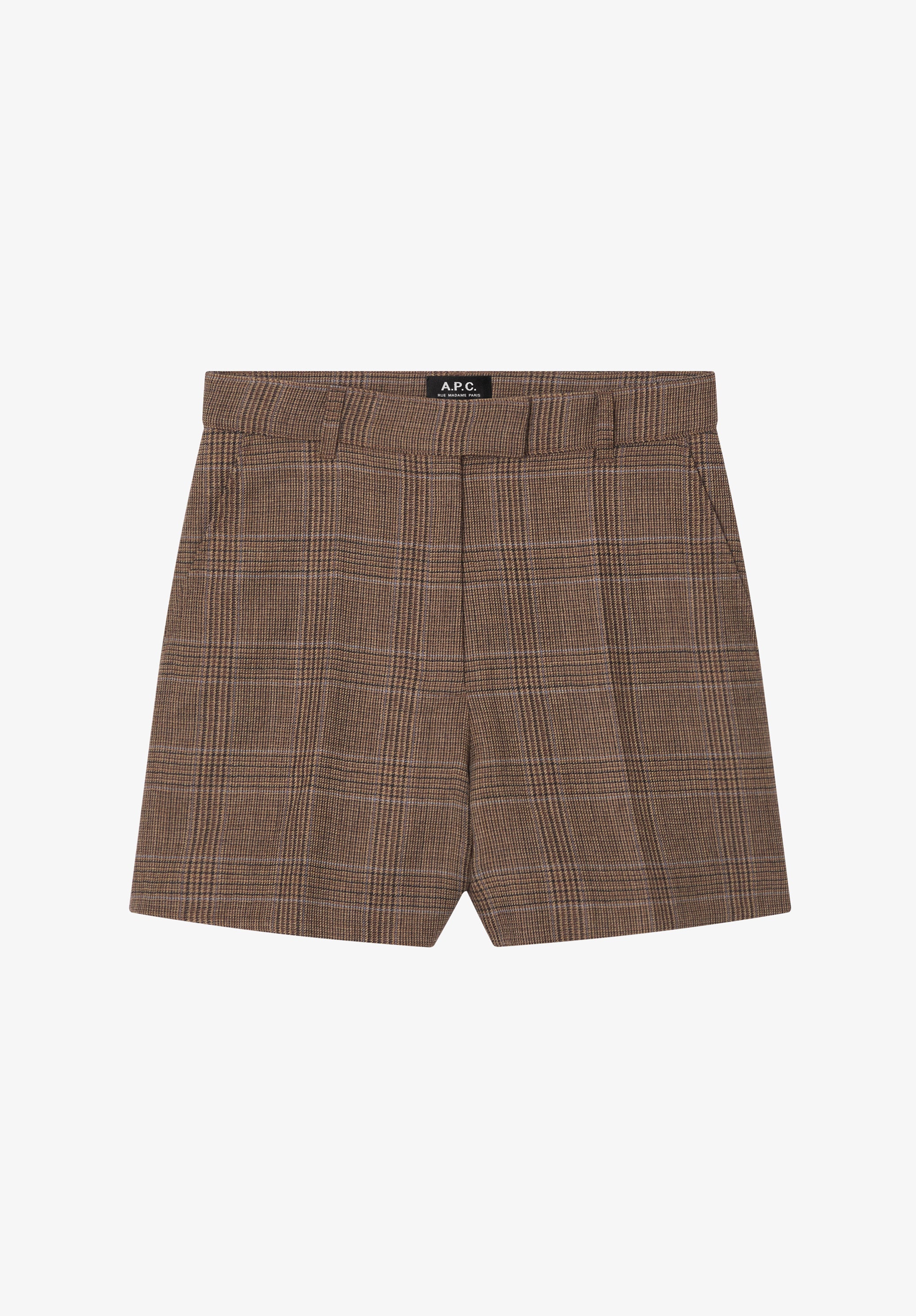 Brown check wool shorts - 0
