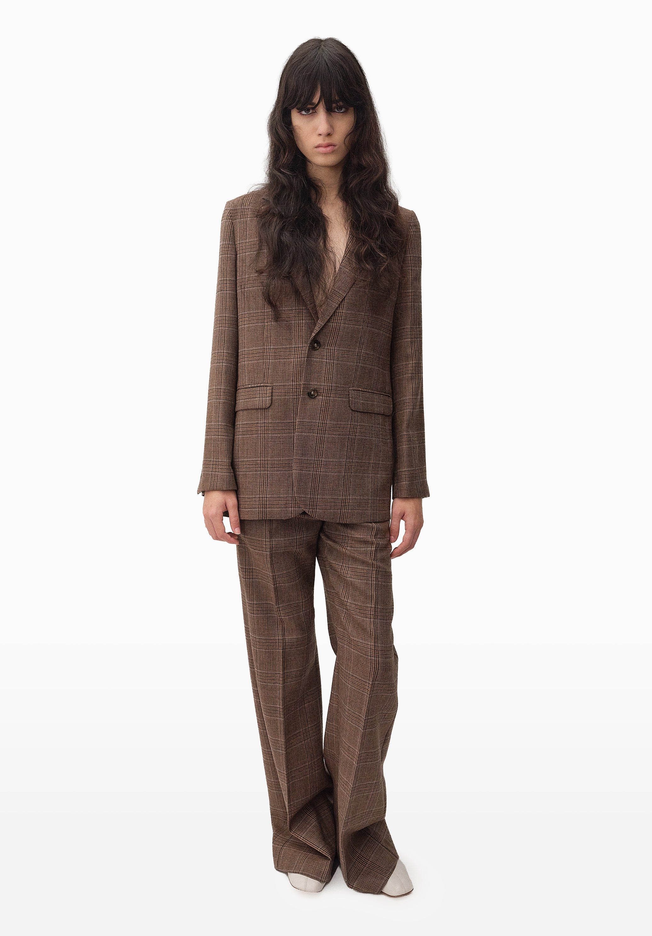Flared check trousers