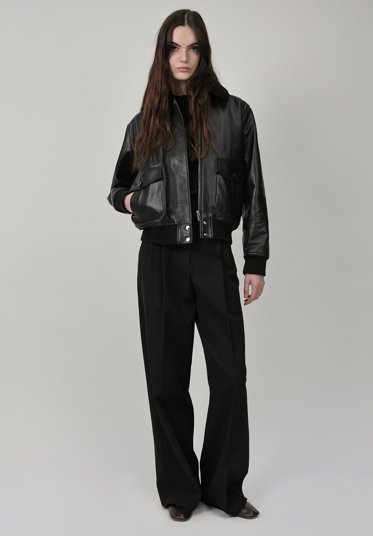 Pantalon noir ample en coton