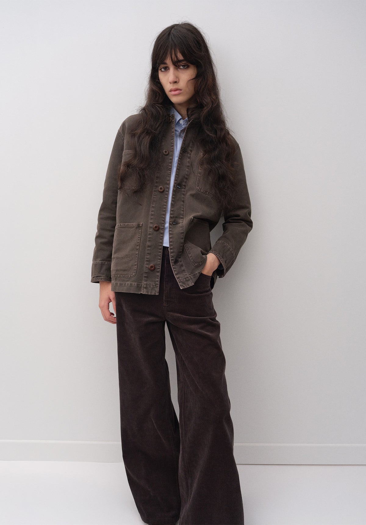 Workwear-Jacke aus braunem Canvas