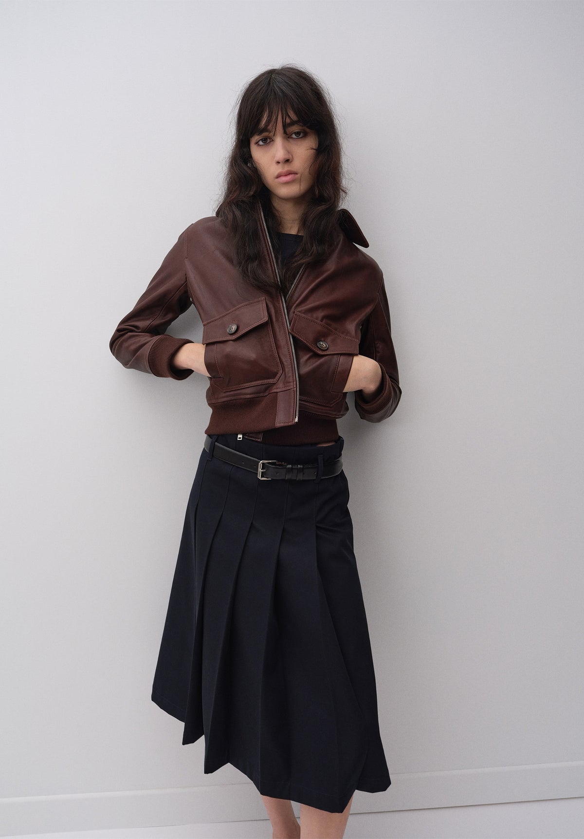 Kurze braune Lederjacke