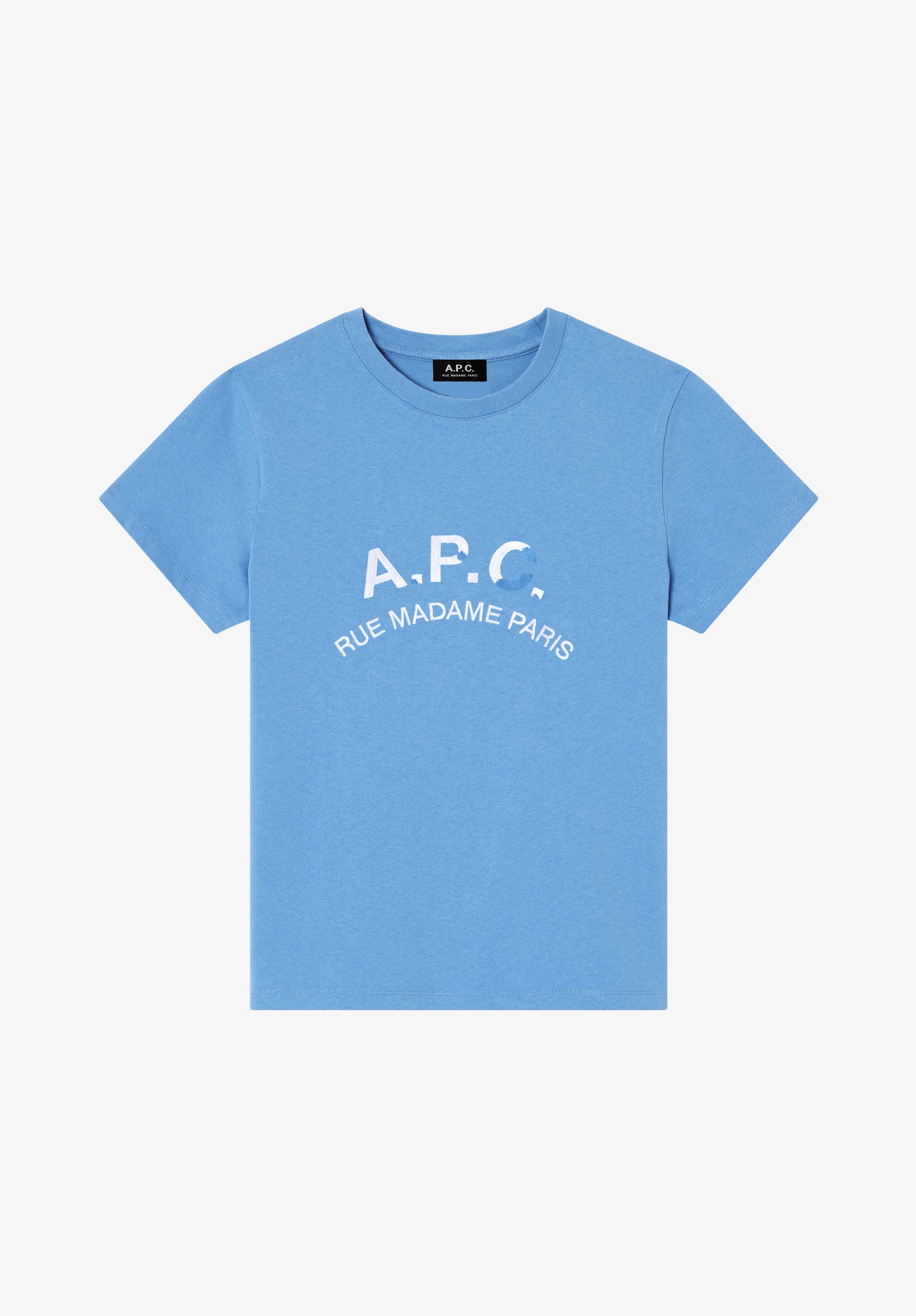 Hellblaues T-Shirt mit A.P.C.-Logo im Vintage-Look