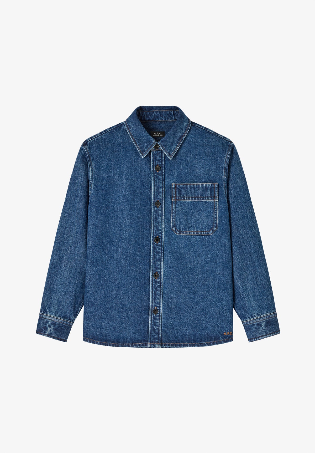 Weit geschnittenes Overshirt aus verwaschenem Indigo-Denim