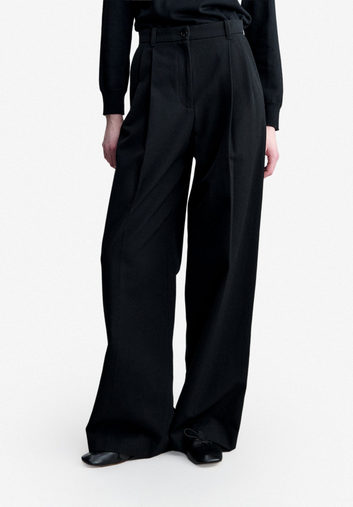 Loose-fit black cotton trousers - 3
