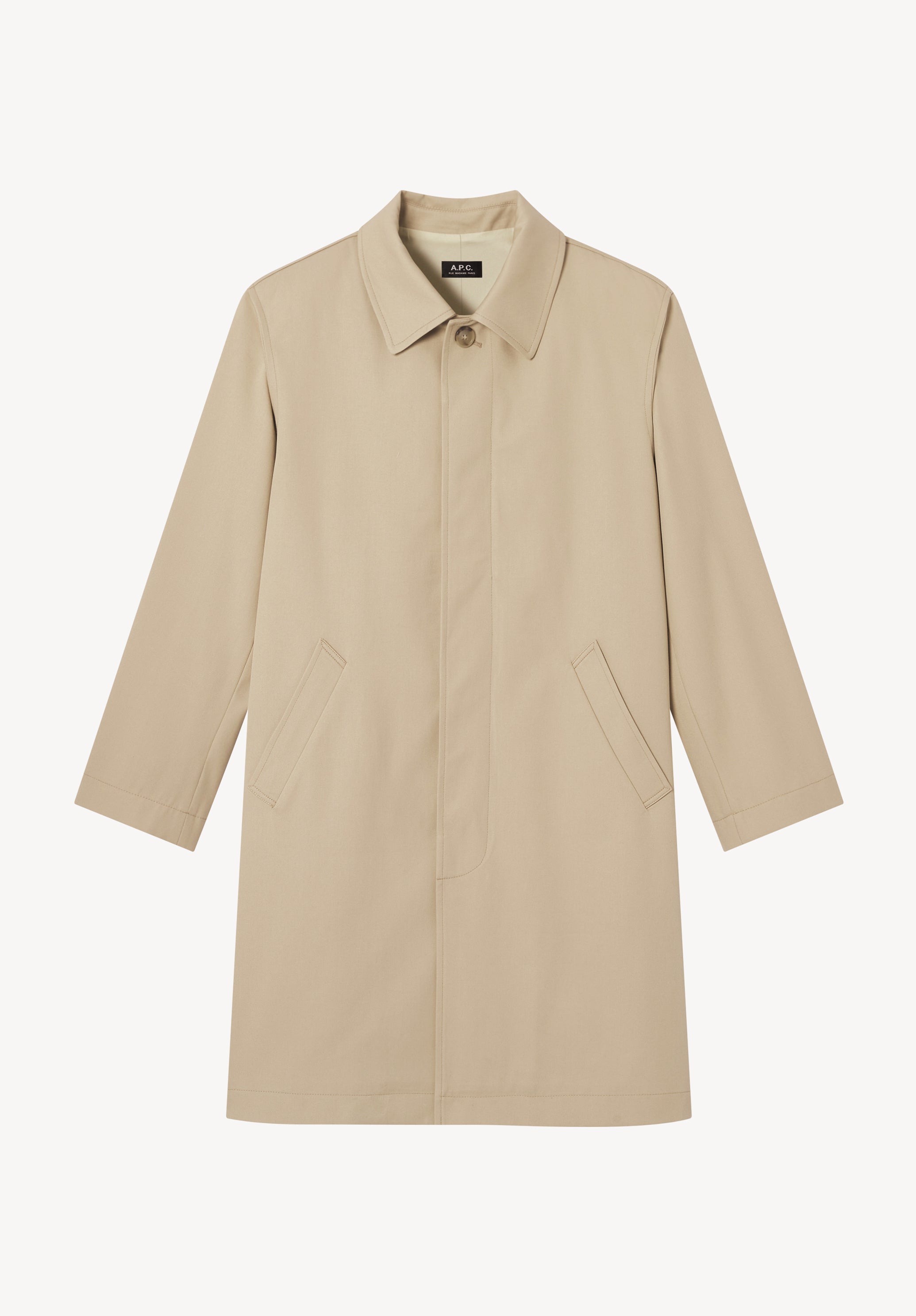 Beige cotton gabardine mac - 0
