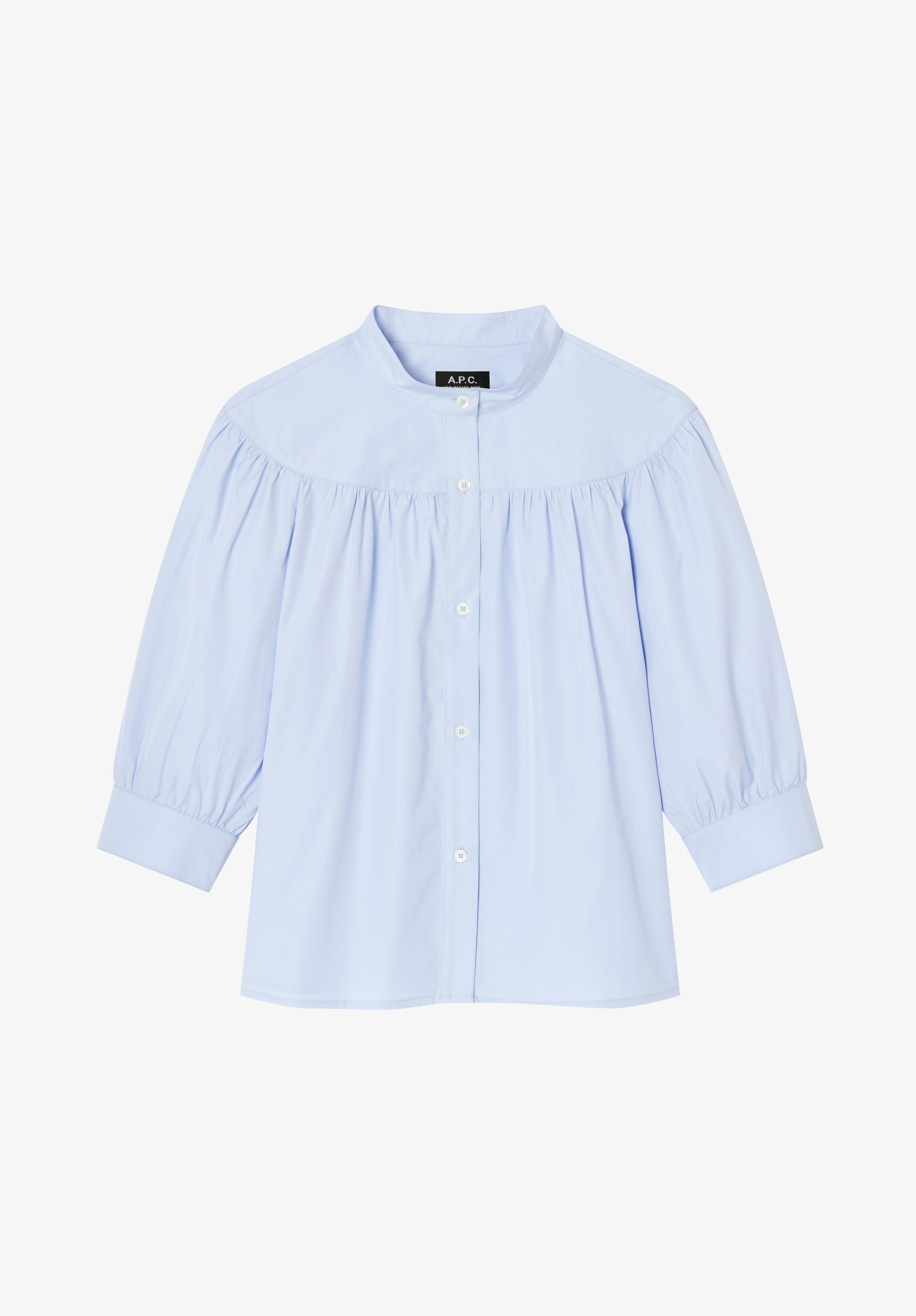 Pale blue stand up collar blouse - 0