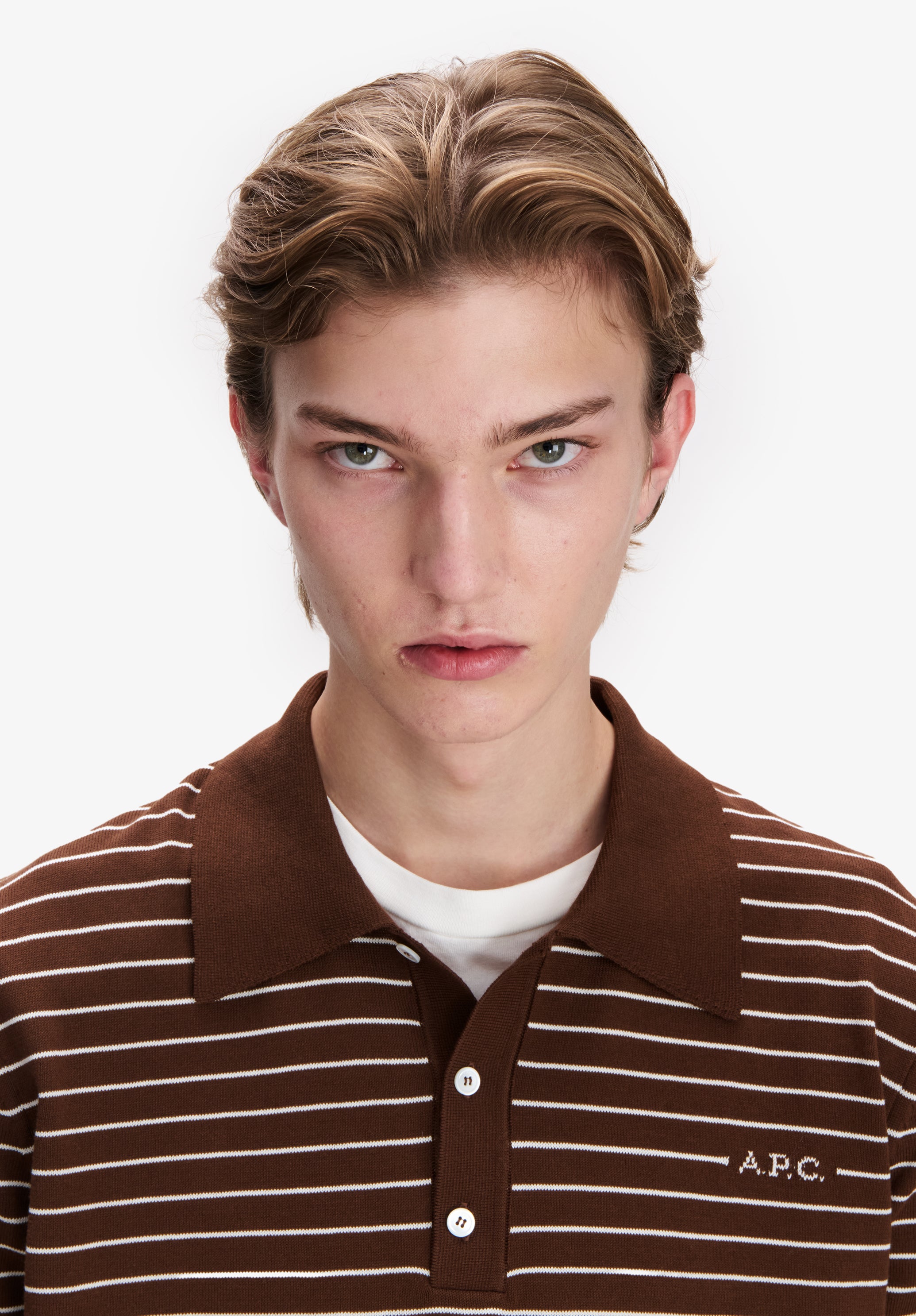 Fitted striped brown polo - 3