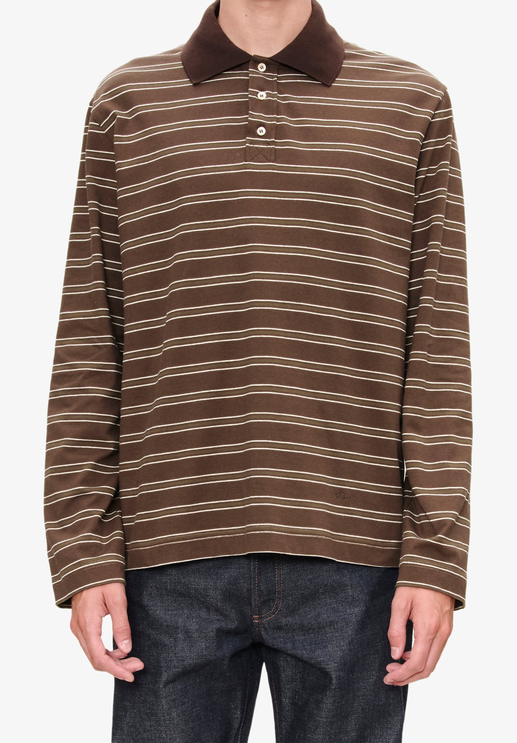 Long-sleeve striped polo shirt - 4