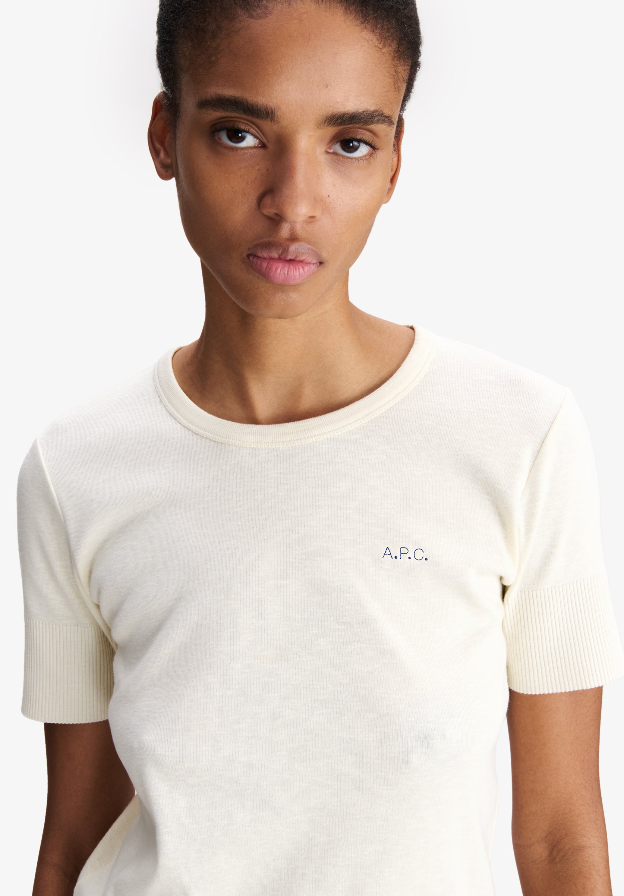 Fitted ecru t-shirt with A.P.C. micro-logo - 3
