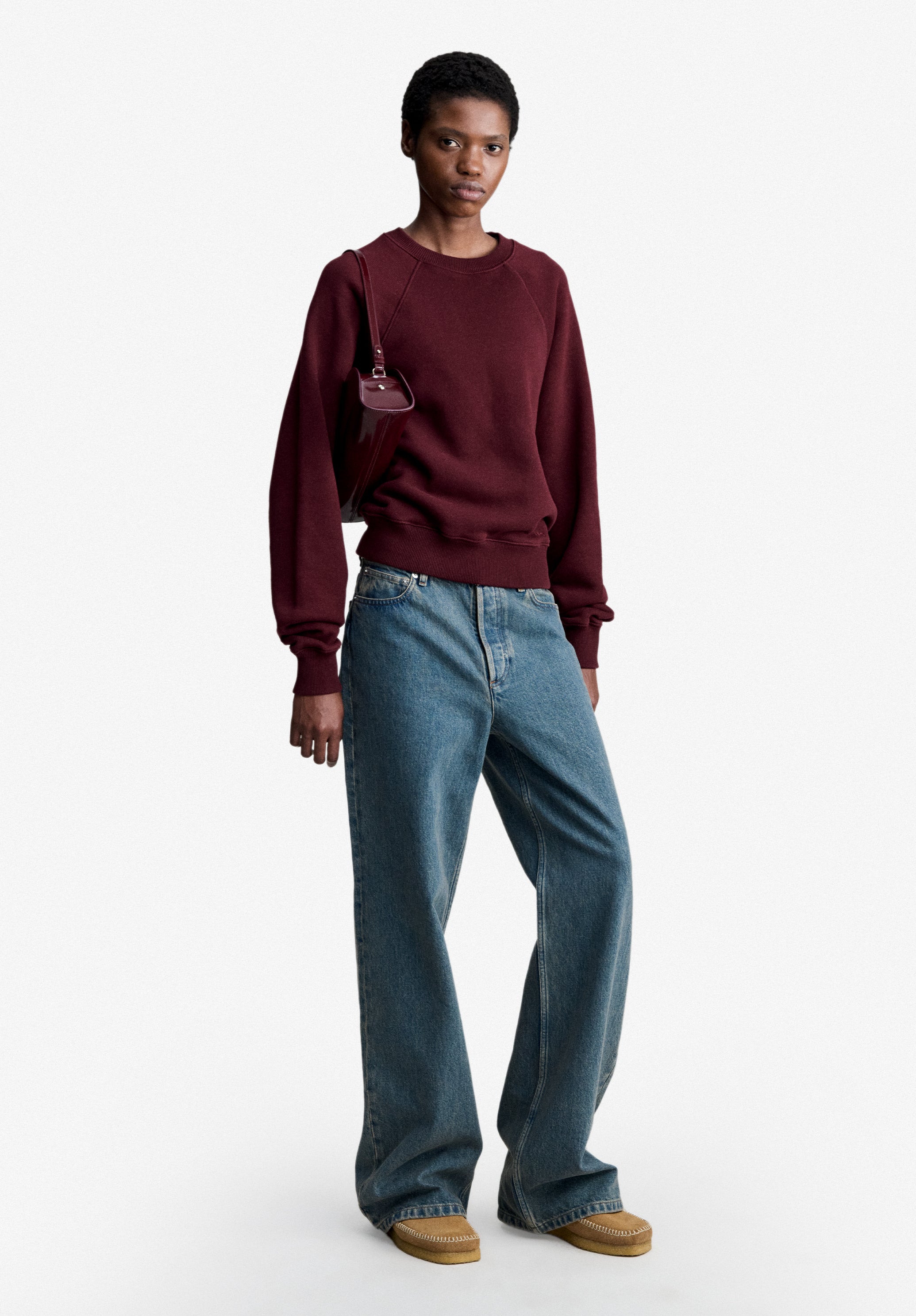 Burgundy sweatshirt with raglan sleeves - 1