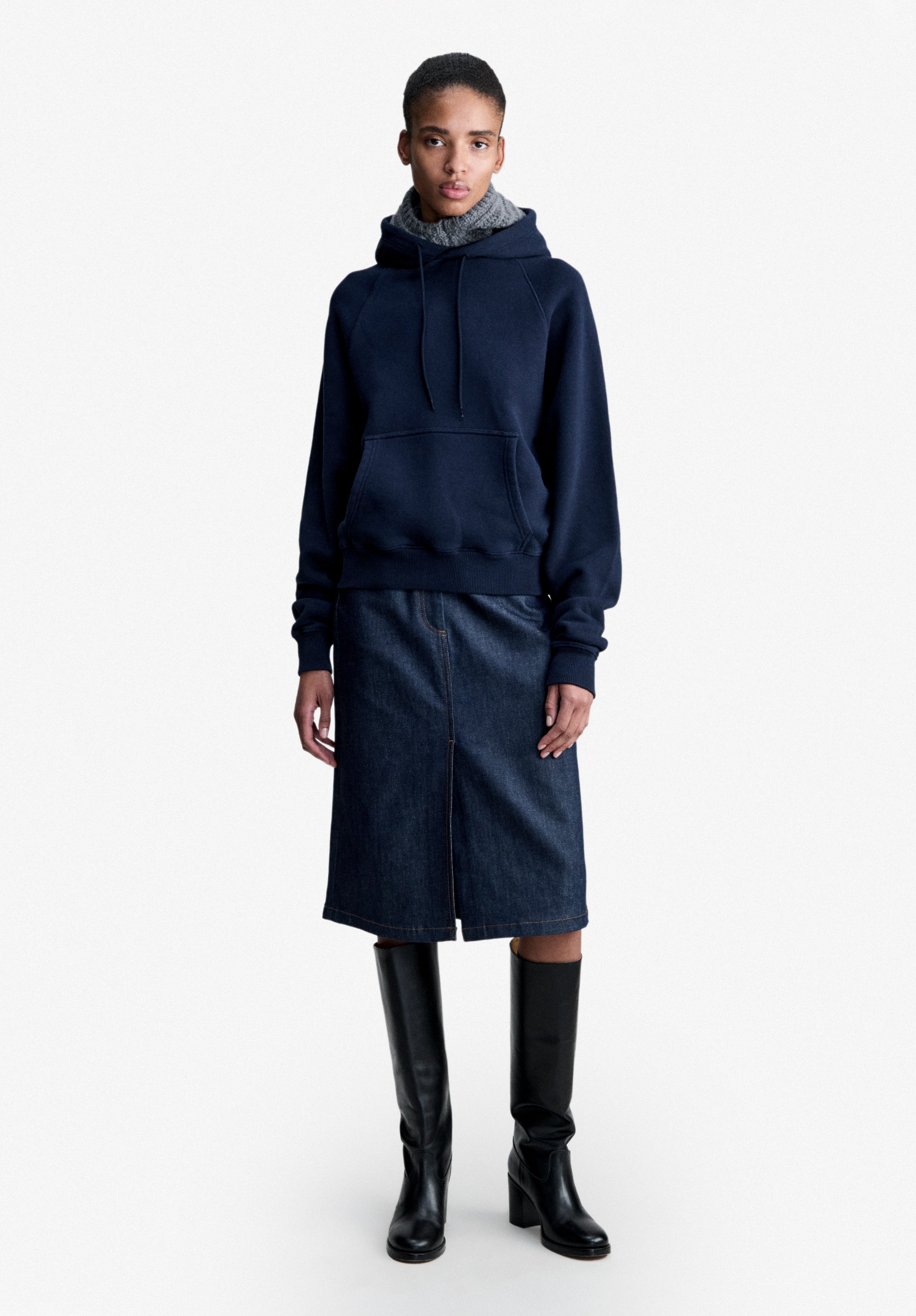 Navy blue hoodie with raglan sleeves - 4