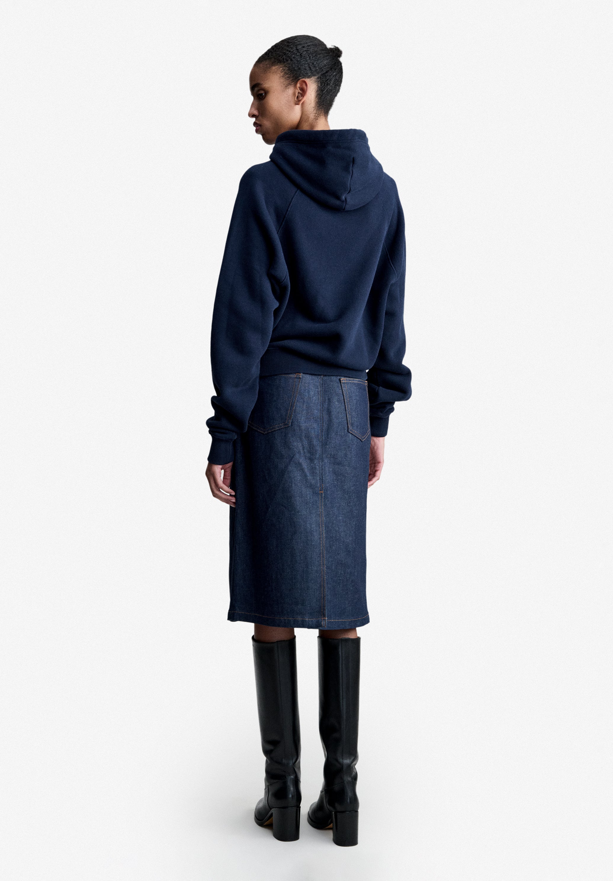 Navy blue hoodie with raglan sleeves - 5