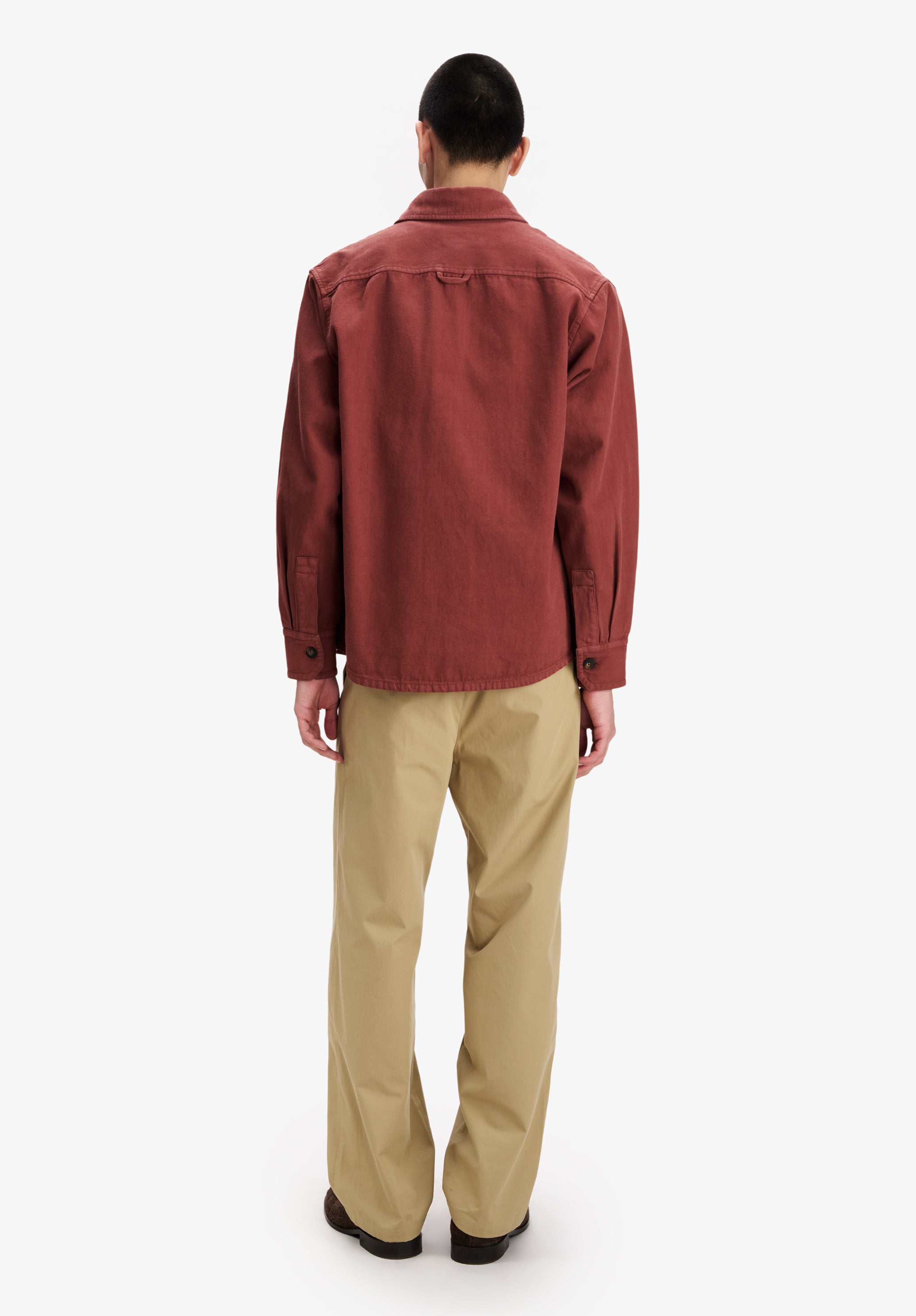 Loose burgundy recycled cotton overshirt - 2