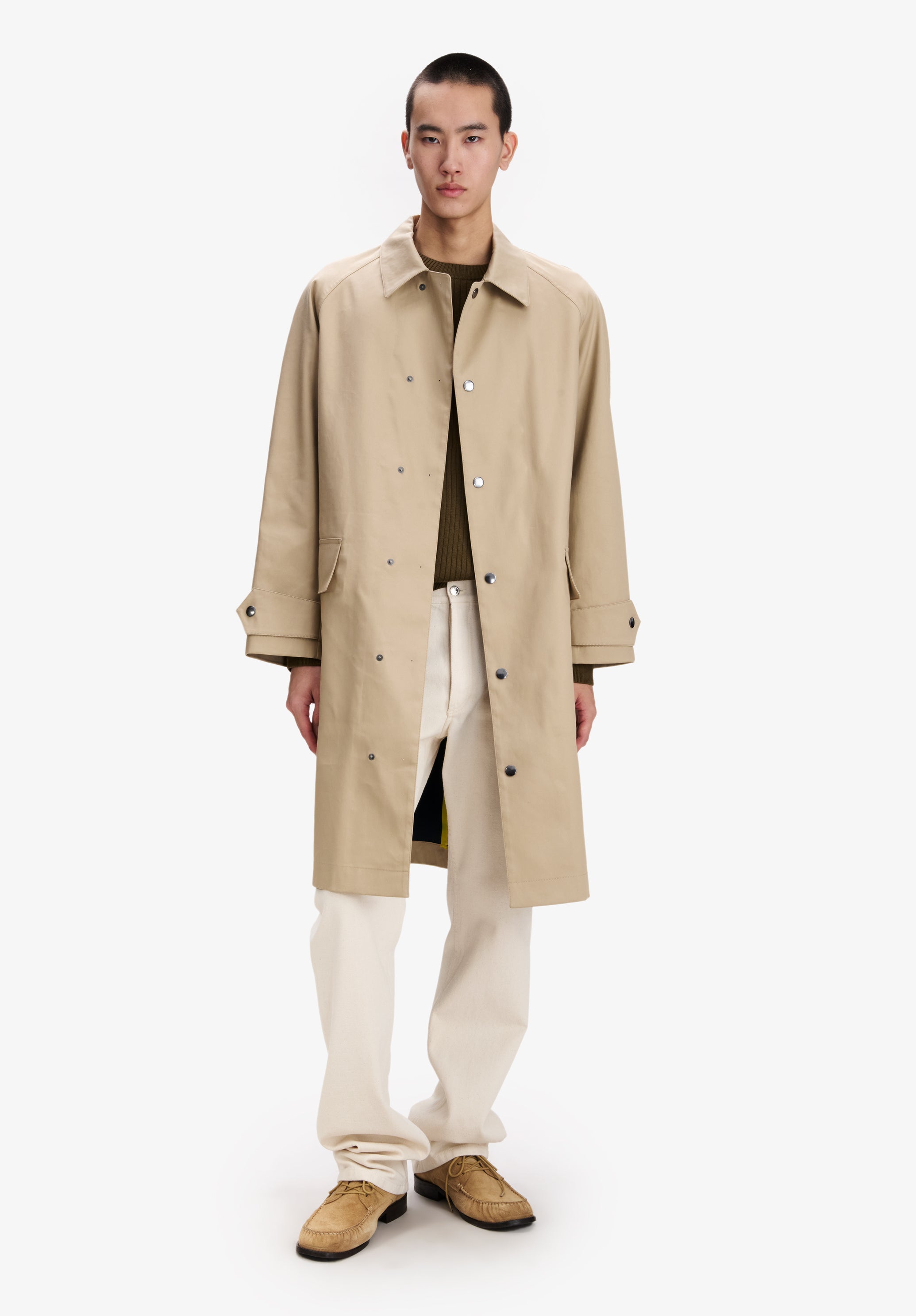 Beige water-repellent cotton mac - 1