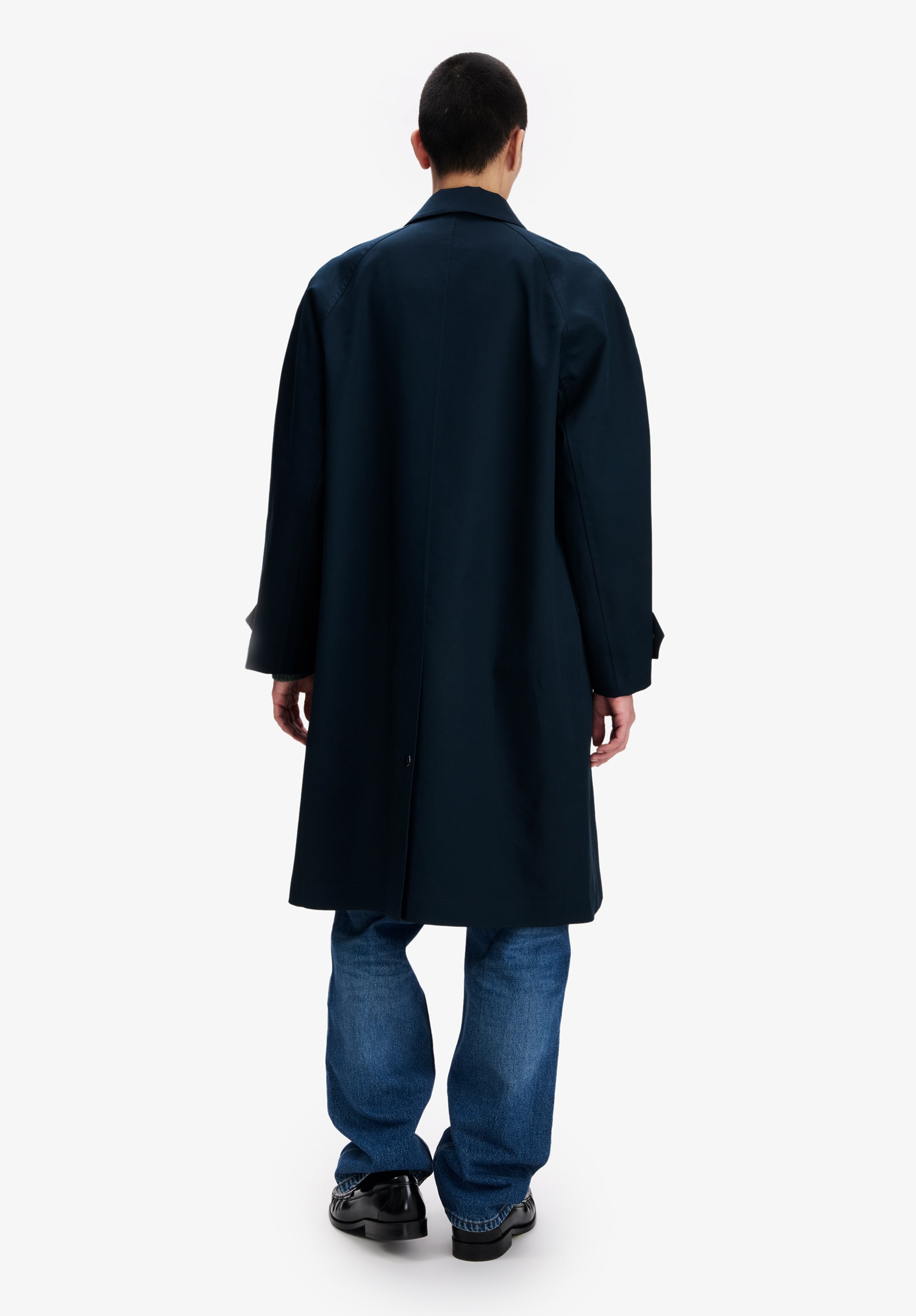 Navy blue water-repellent cotton mac - 2