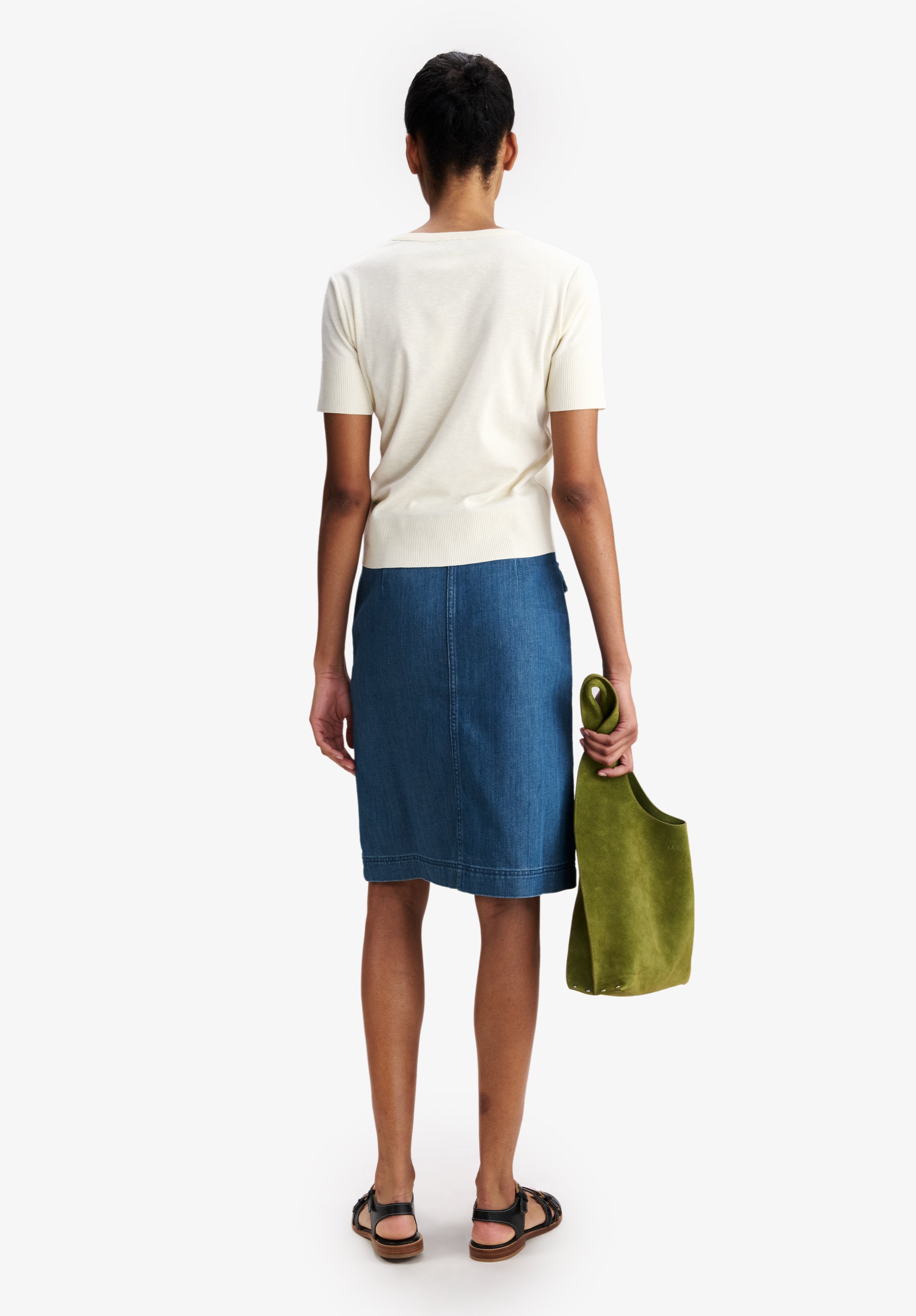 Faded denim skirt with pockets - 2