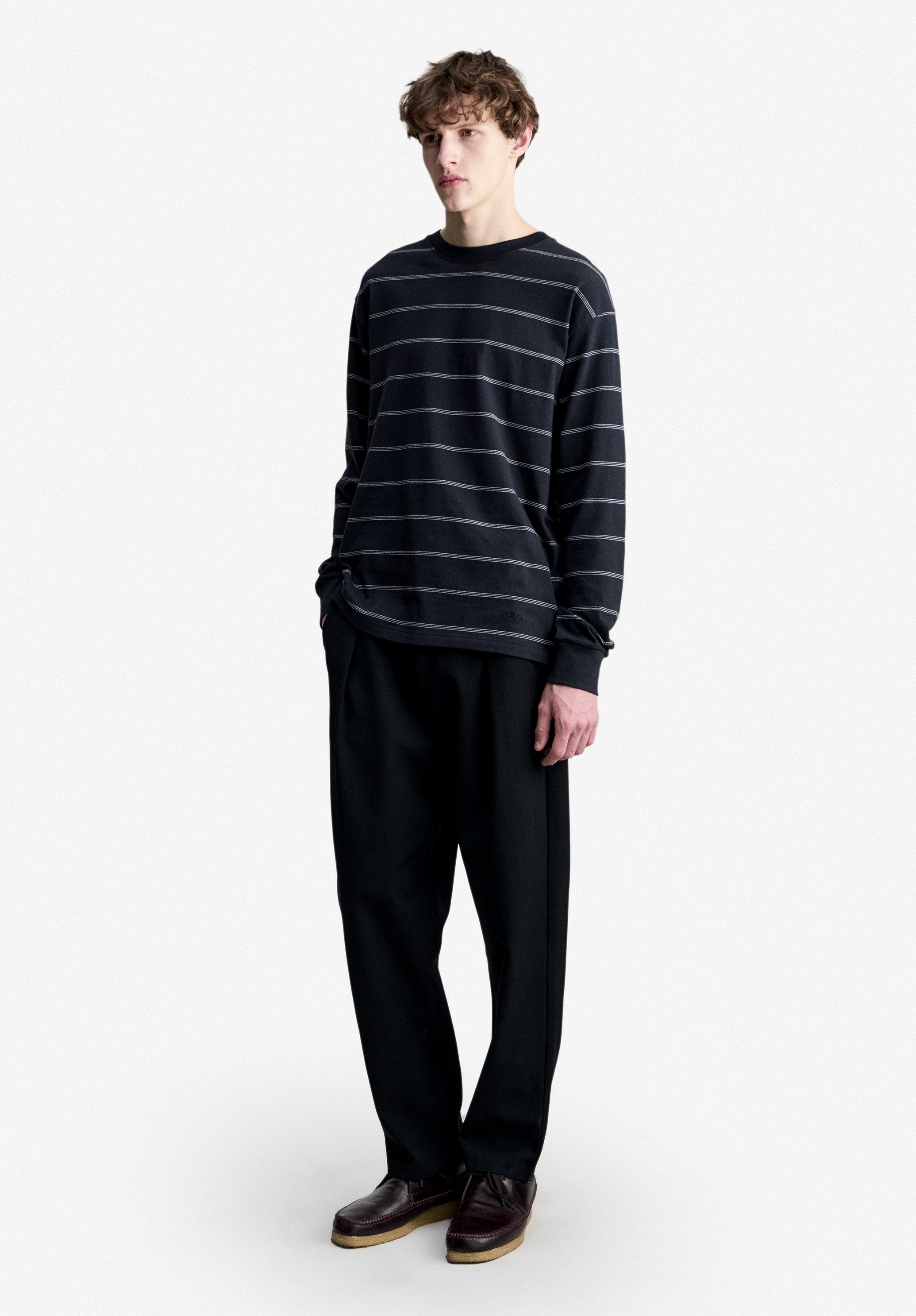 Black striped long-sleeved T-shirt - 1