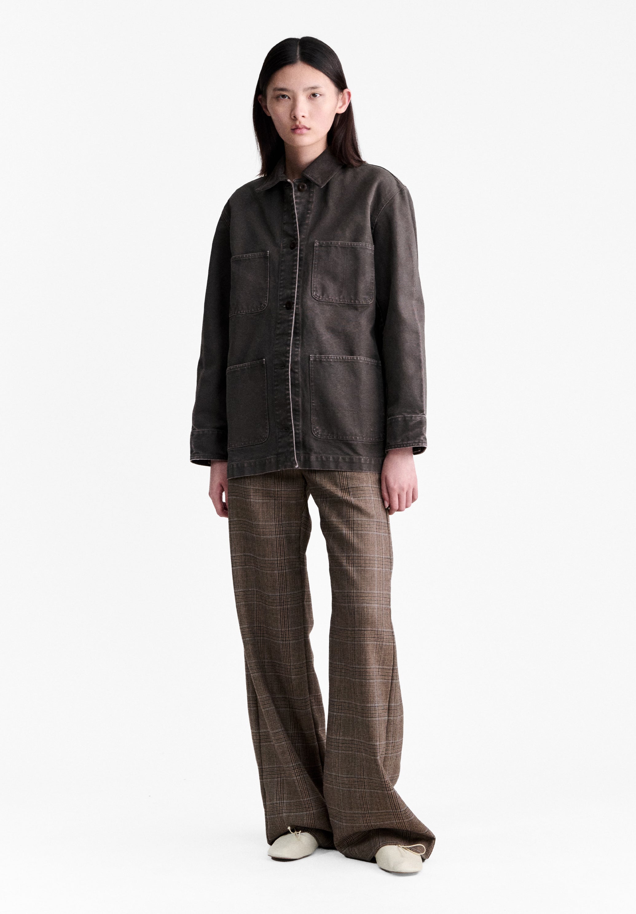 Flared check trousers
