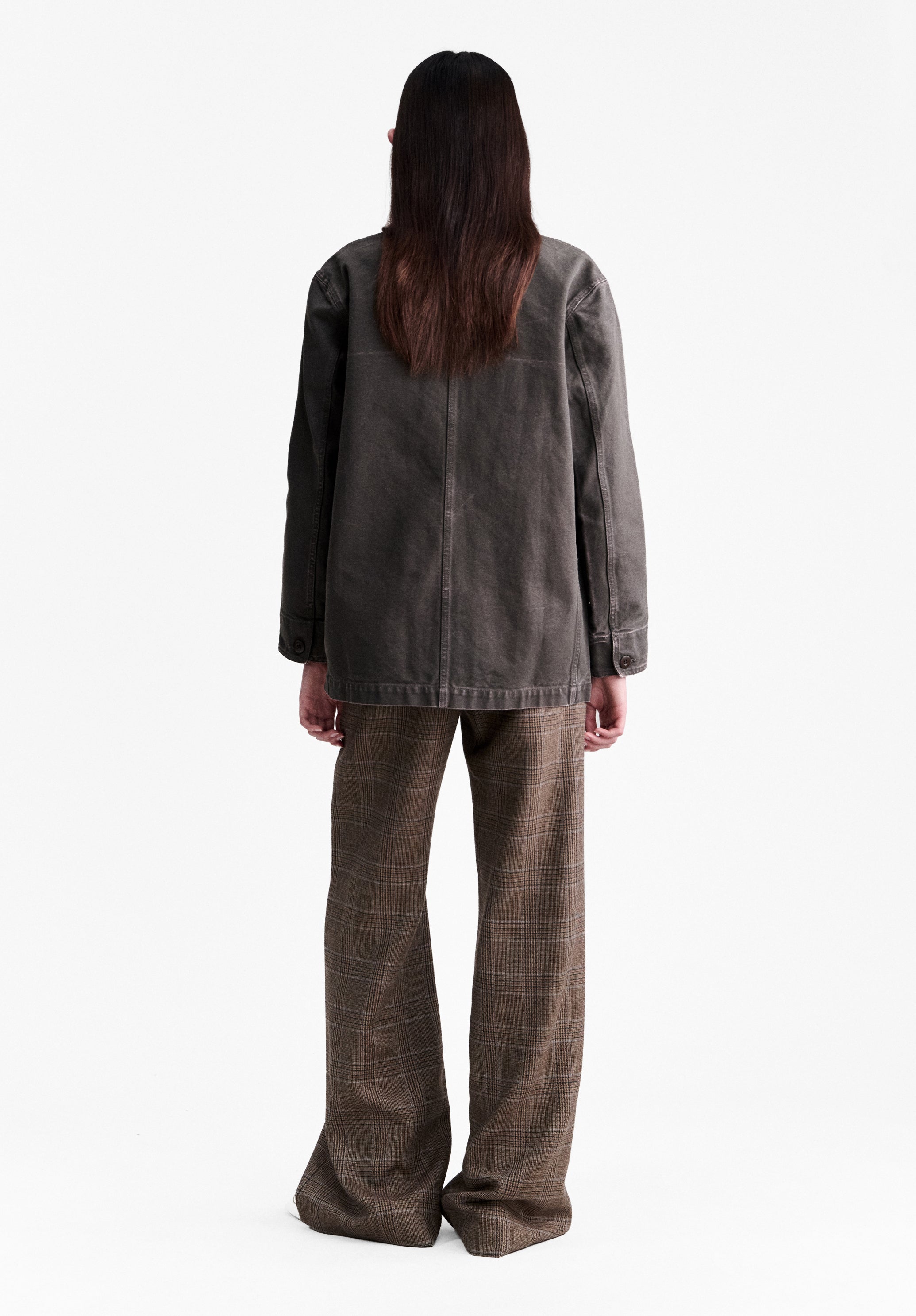 Flared check trousers