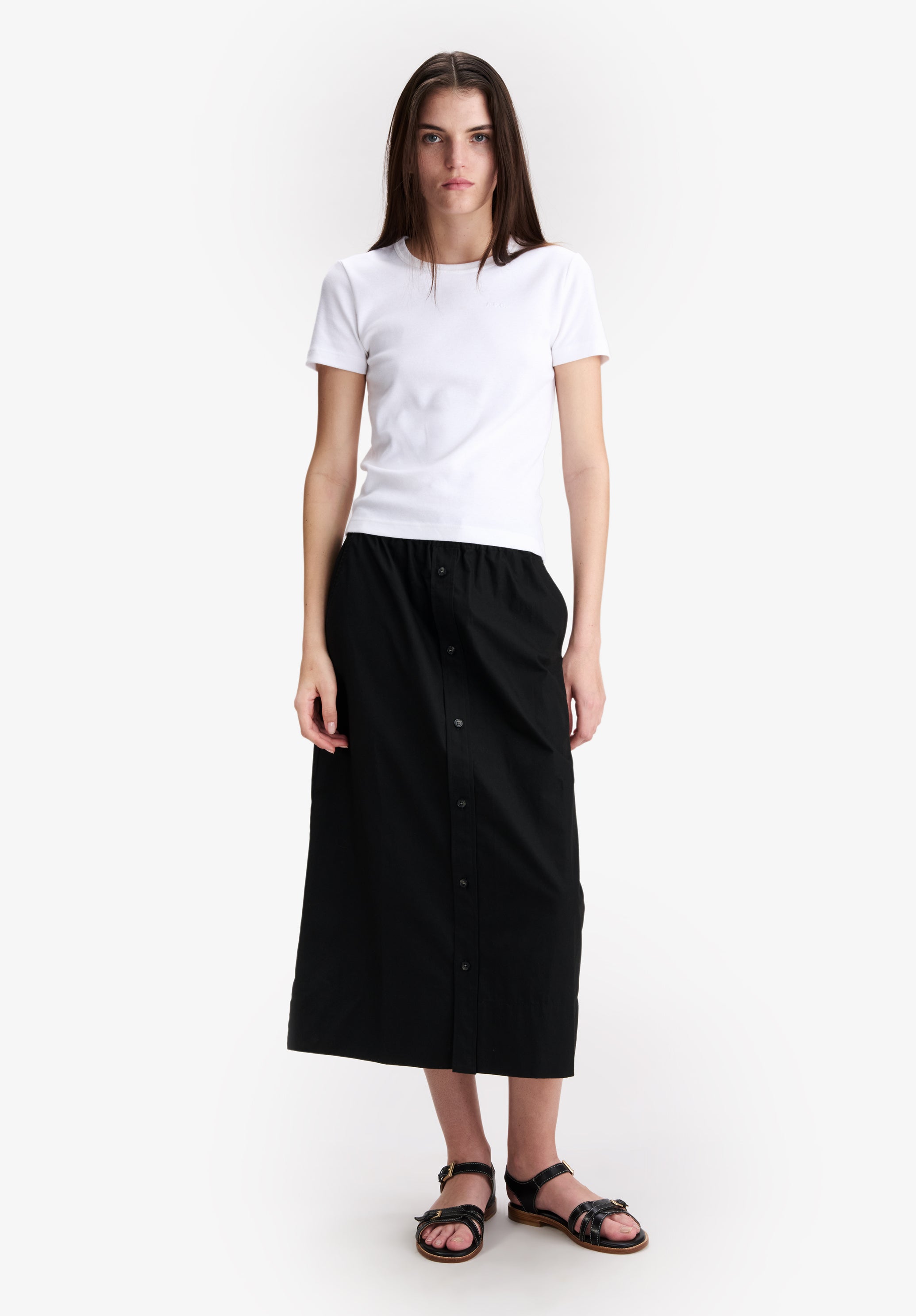 Long black organic cotton skirt - 1