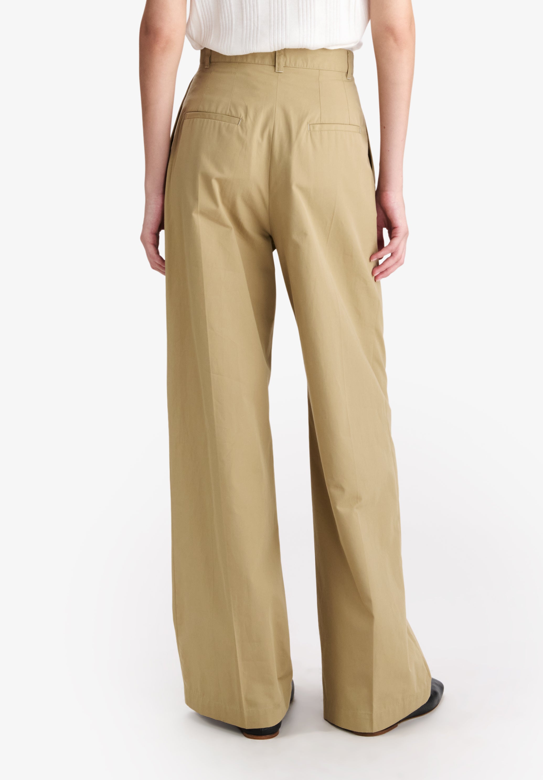 Loose beige organic cotton trousers - 4