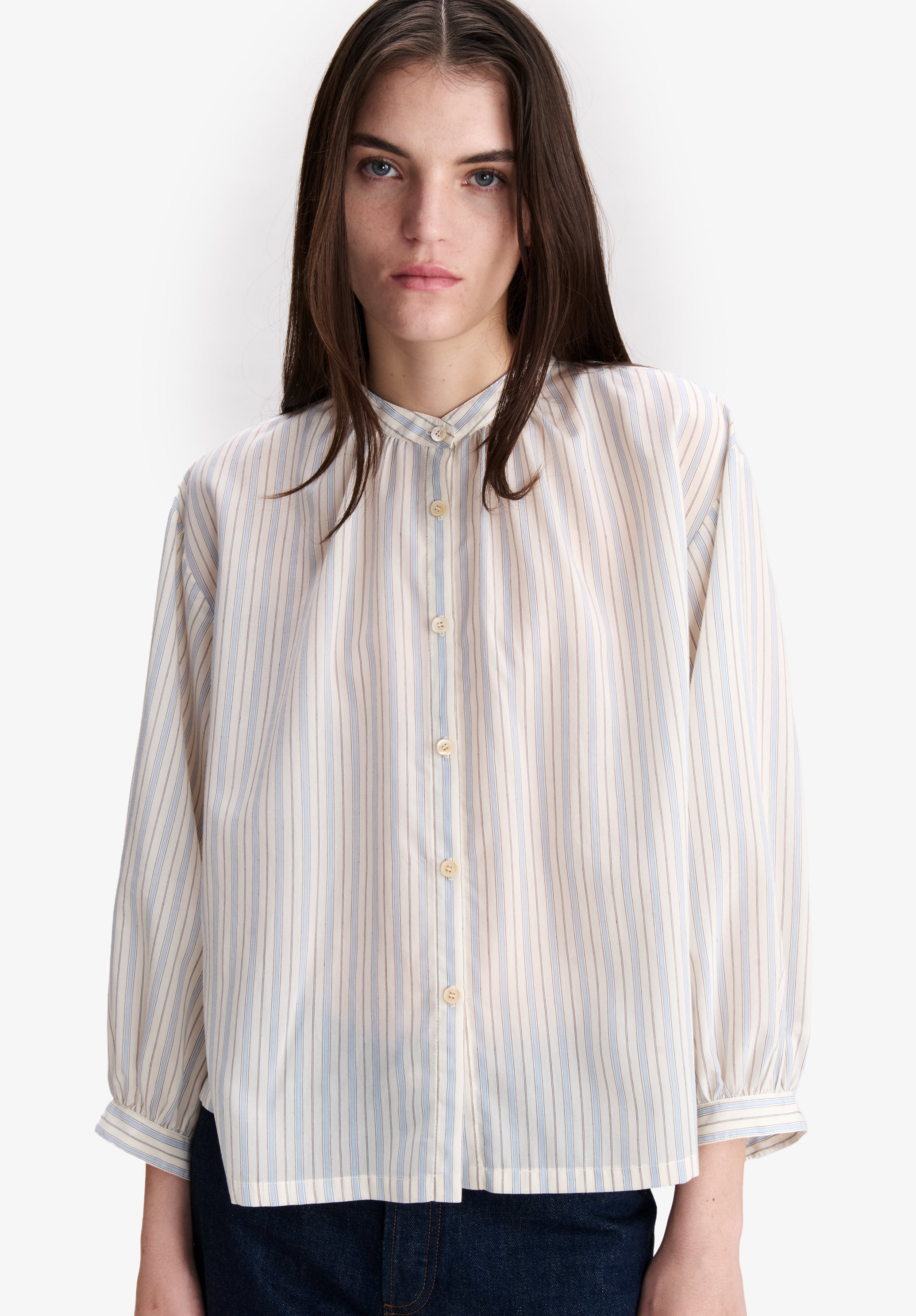 Ecru stand up collar blouse - 3